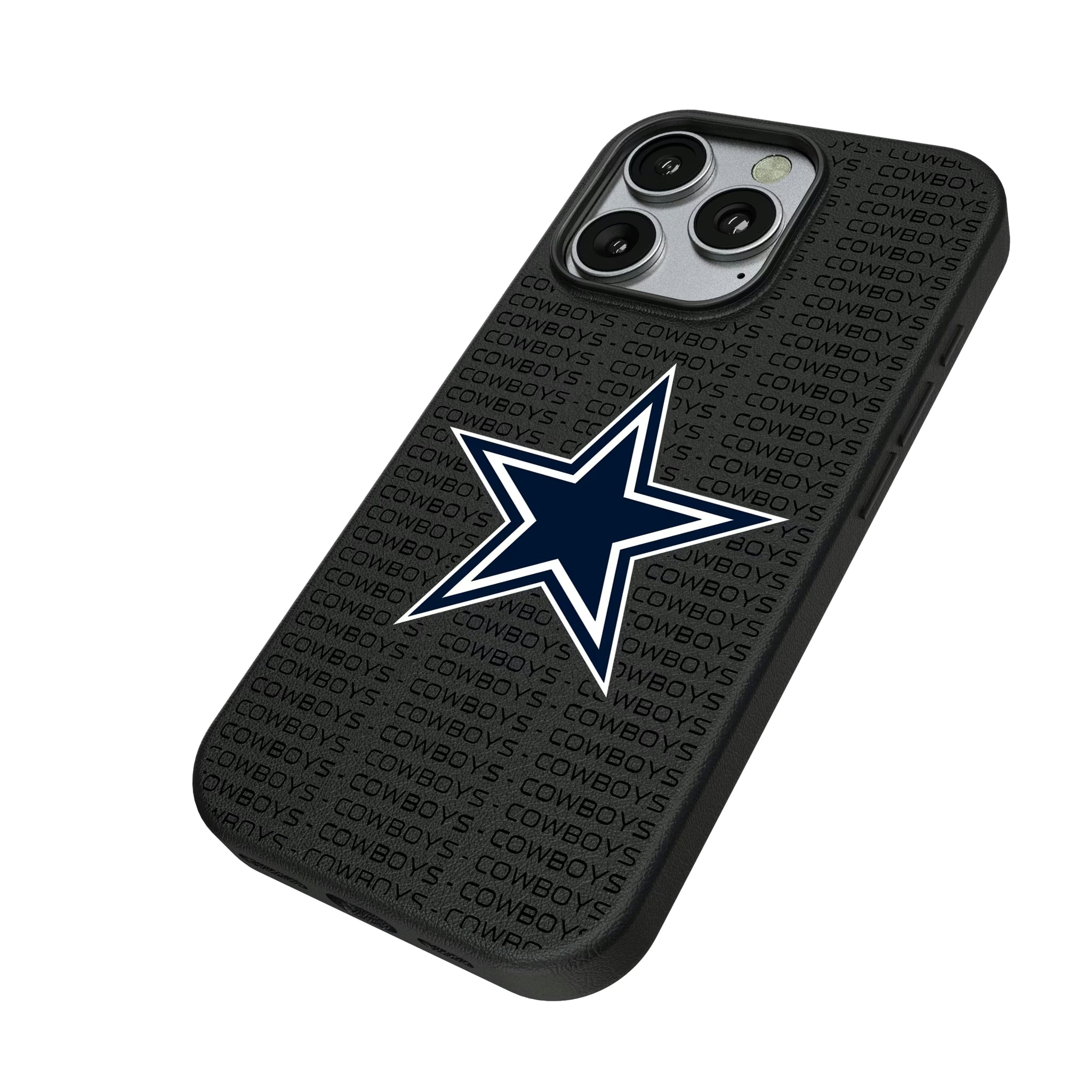 Dallas Cowboys Text Backdrop iPhone MagSafe Compatible Phone Case for Apple iPhone - Isometric View
