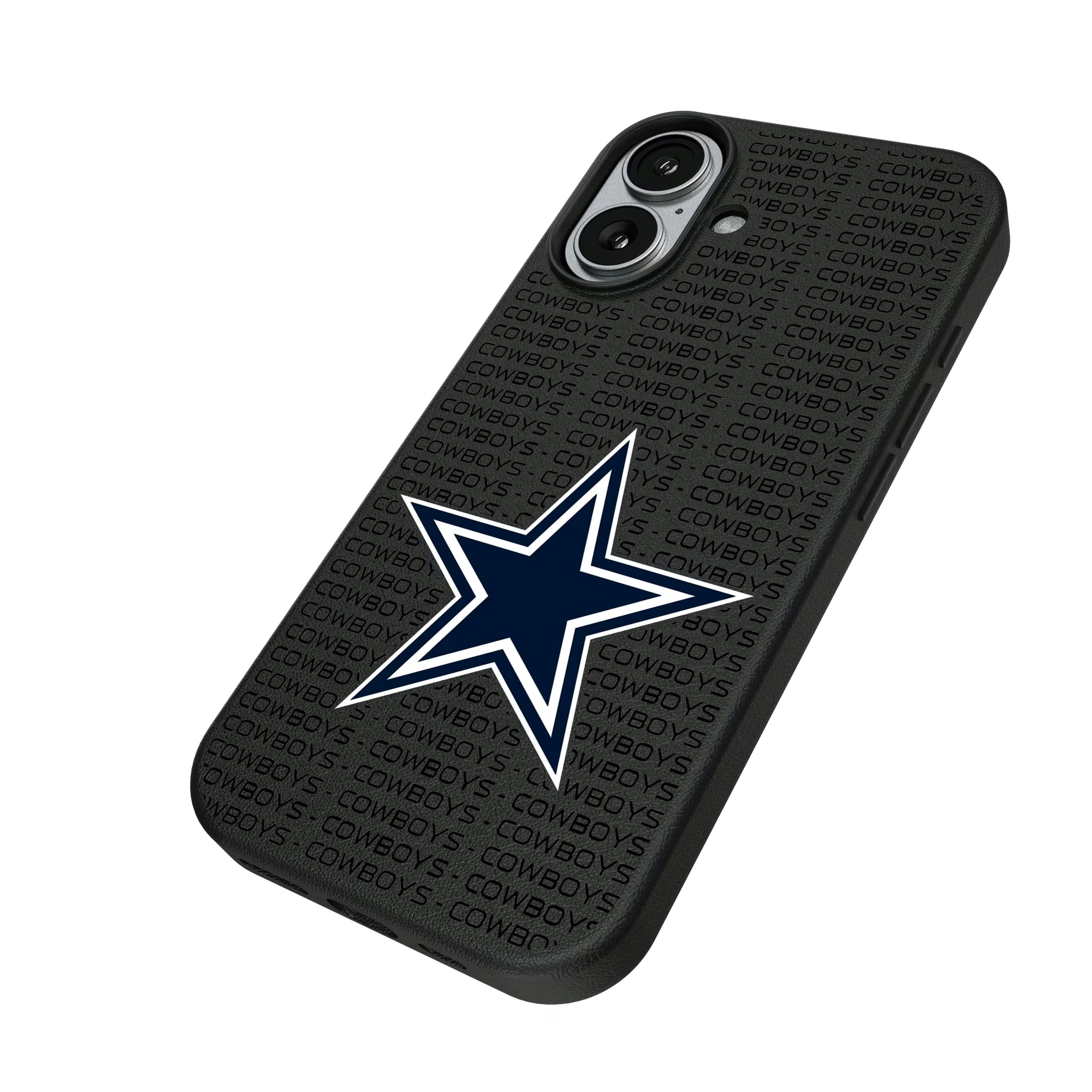 Dallas Cowboys Text Backdrop iPhone MagSafe Compatible Phone Case for Apple iPhone - Isometric View#Device_iPhone 17