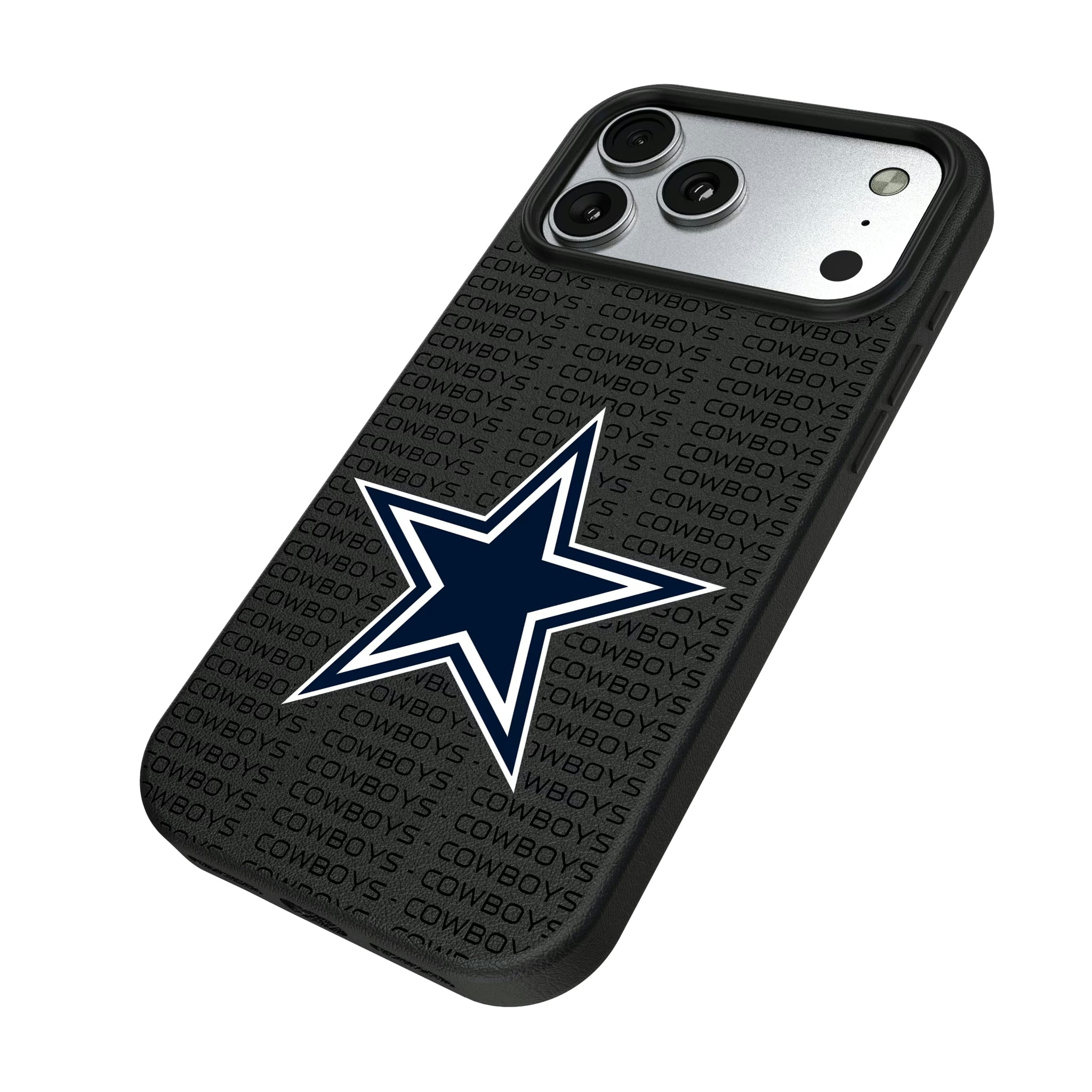 Dallas Cowboys Text Backdrop iPhone MagSafe Compatible Phone Case for Apple iPhone - Isometric View#Device_iPhone 17 Pro Max
