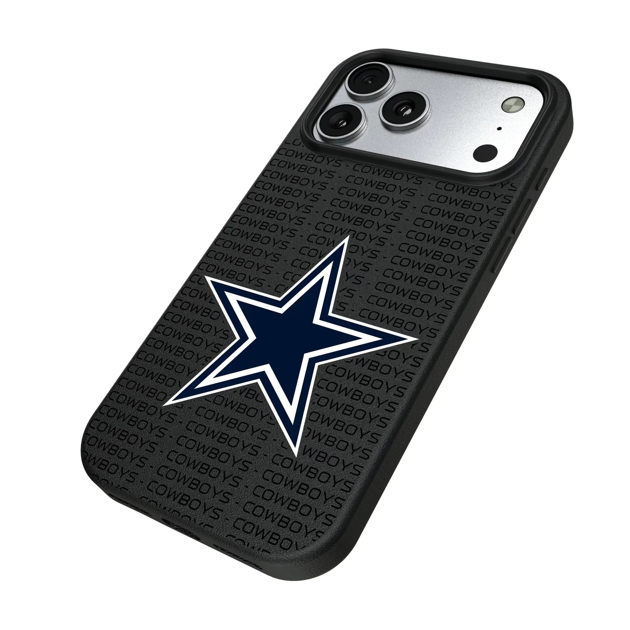 Dallas Cowboys Text Backdrop iPhone MagSafe Compatible Phone Case for Apple iPhone - Isometric View#Device_iPhone 17 Pro Max