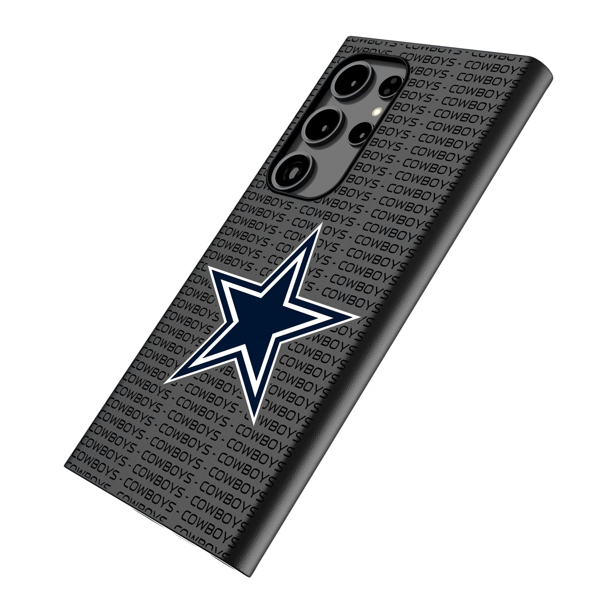Dallas Cowboys Text Backdrop Galaxy MagSafe Compatible Phone Case for Samsung Galaxy - Isometric View