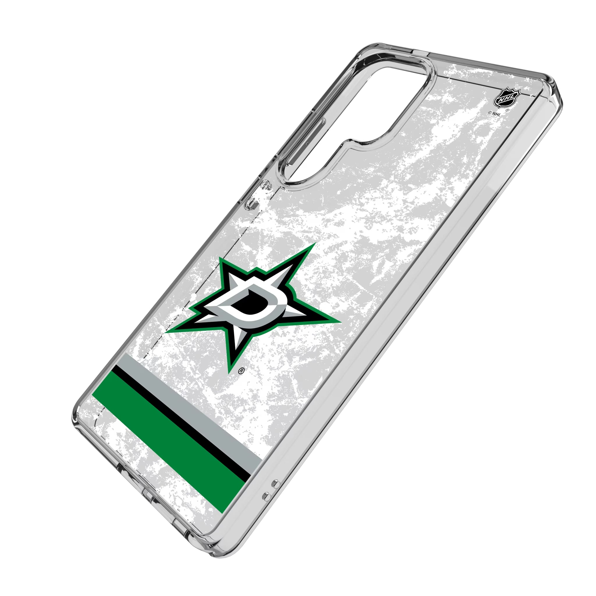 Dallas Stars Ice Stripe Galaxy Clear Phone Case for Samsung Galaxy - Isometric View