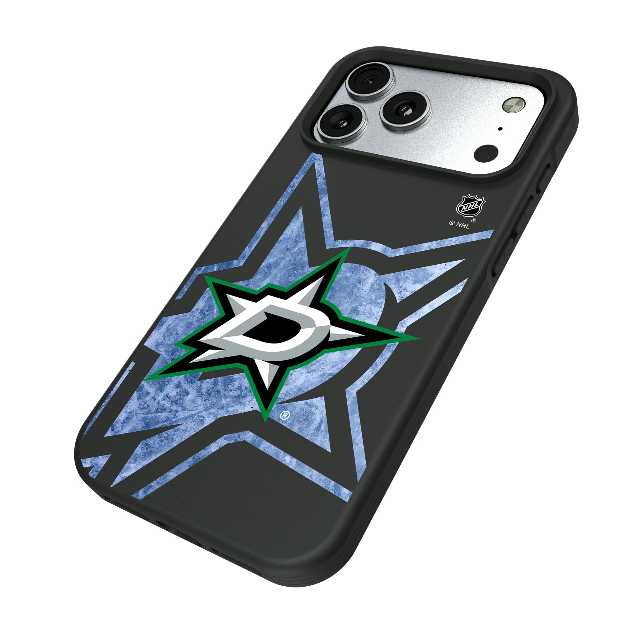 Dallas Stars Ice Tilt iPhone Bump Phone Case for Apple iPhone - Isometric View#Device_iPhone 17 Pro Max