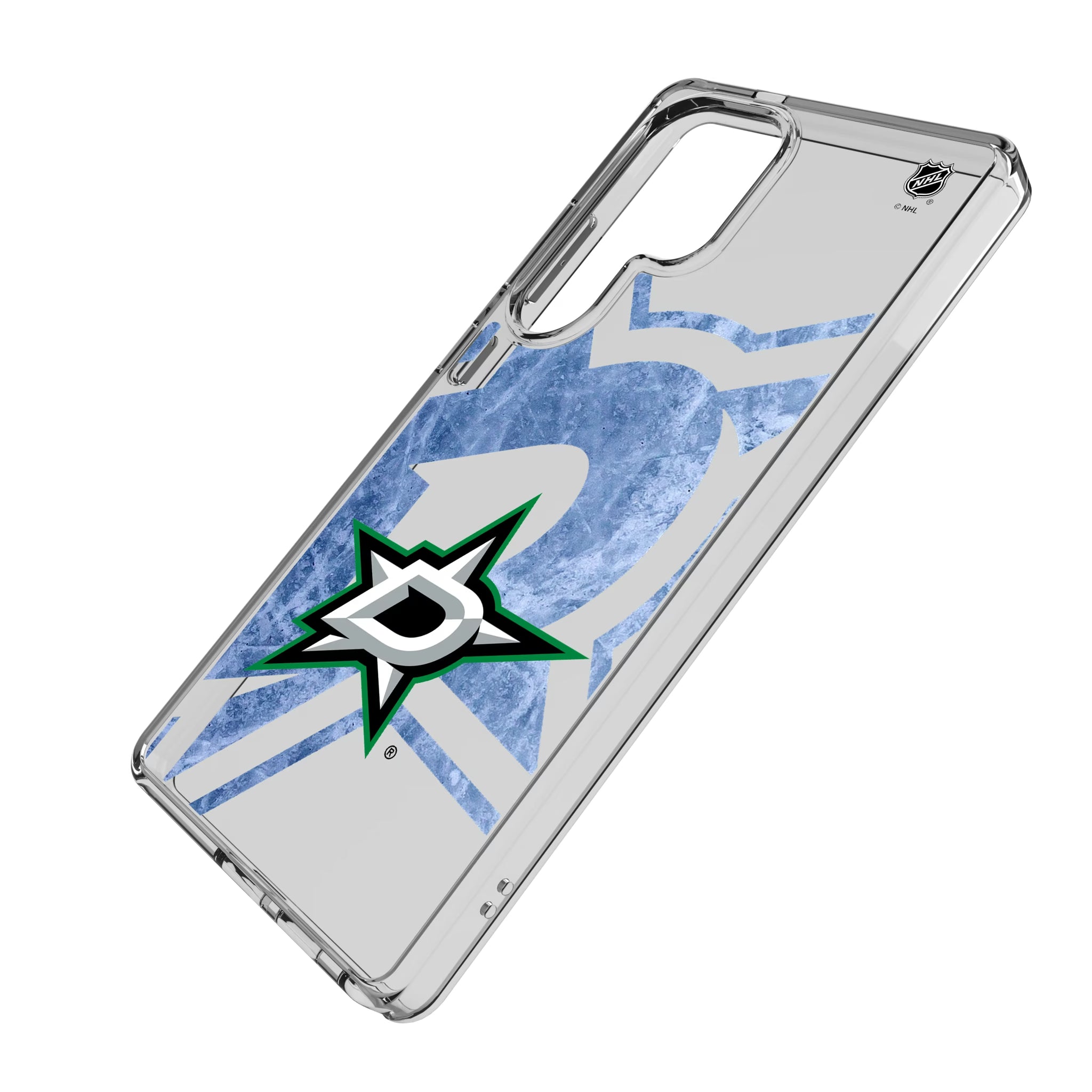Dallas Stars Ice Tilt Galaxy Clear Phone Case for Samsung Galaxy - Isometric View
