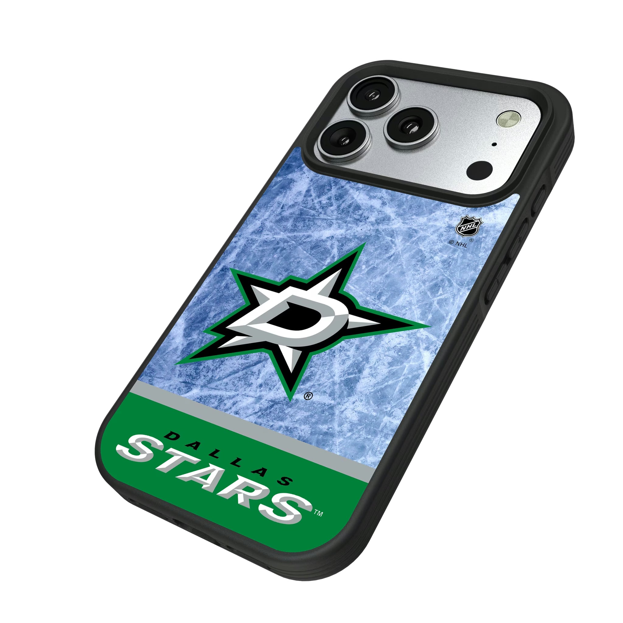 Dallas Stars Ice Wordmark iPhone Bump Phone Case for Apple iPhone - Isometric View#Device_iPhone 17 Pro