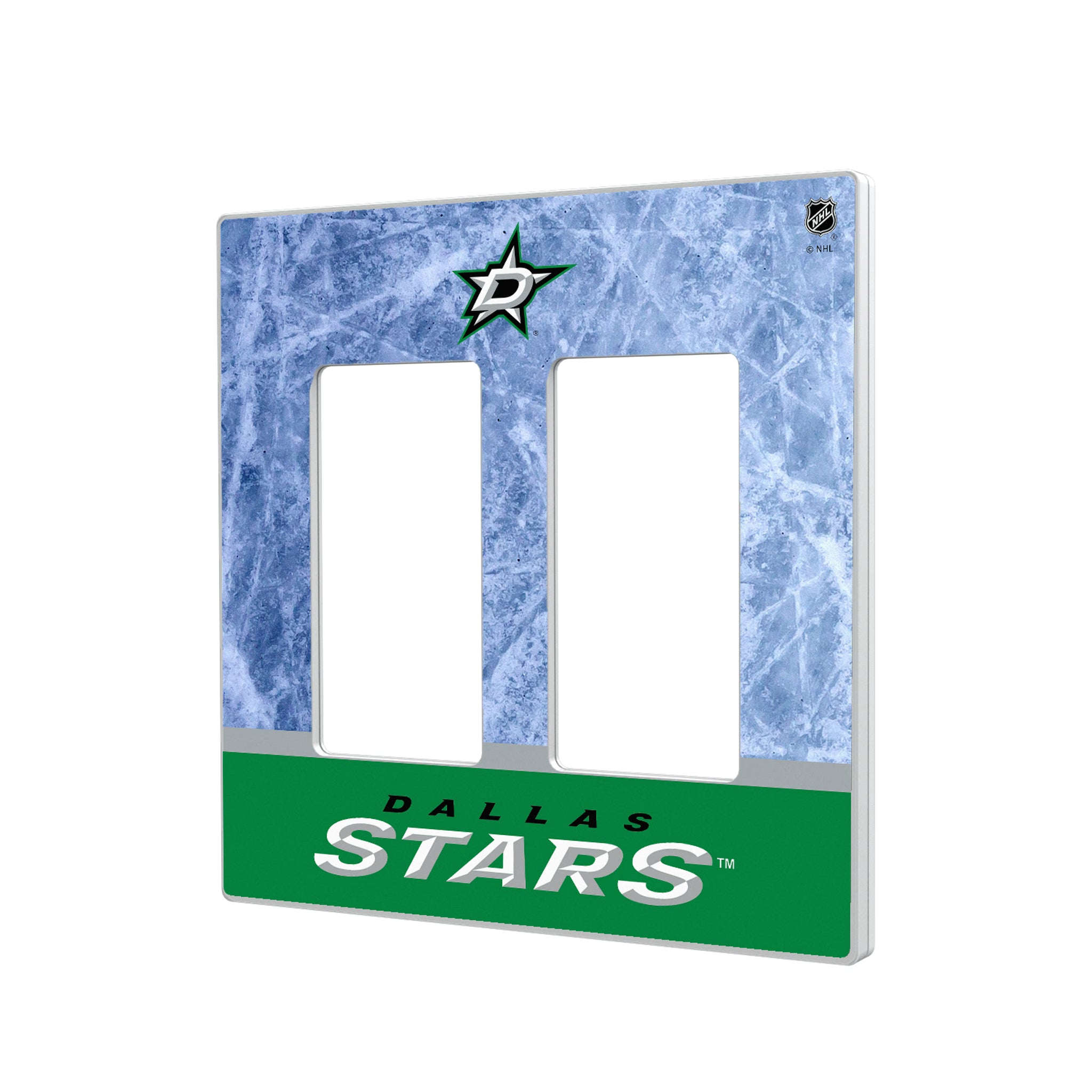 Dallas Stars Ice Wordmark Hidden-Screw Light Switch Plate#Style_Double Rocker
