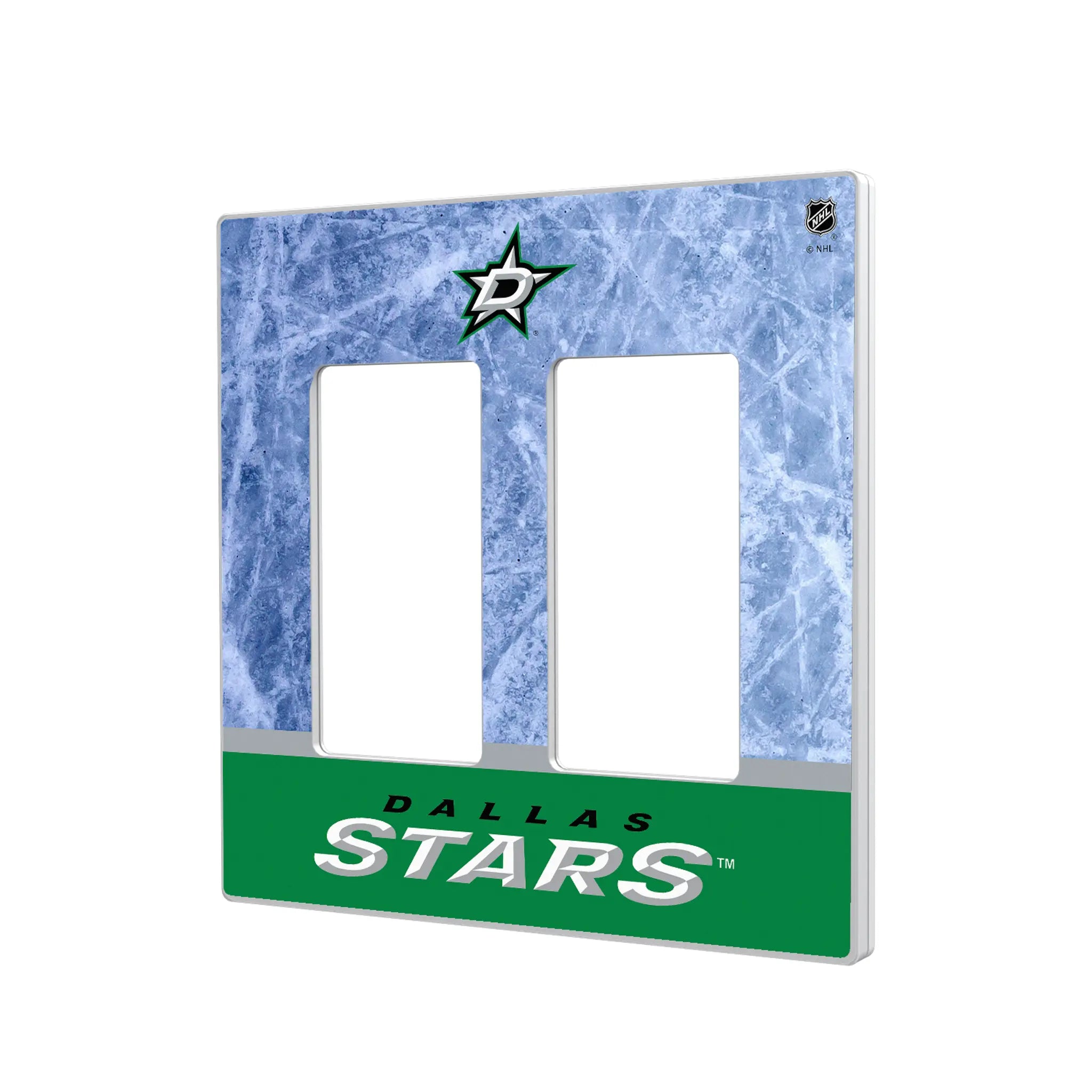 Dallas Stars Ice Wordmark Hidden-Screw Light Switch Plate#Style_Double Rocker