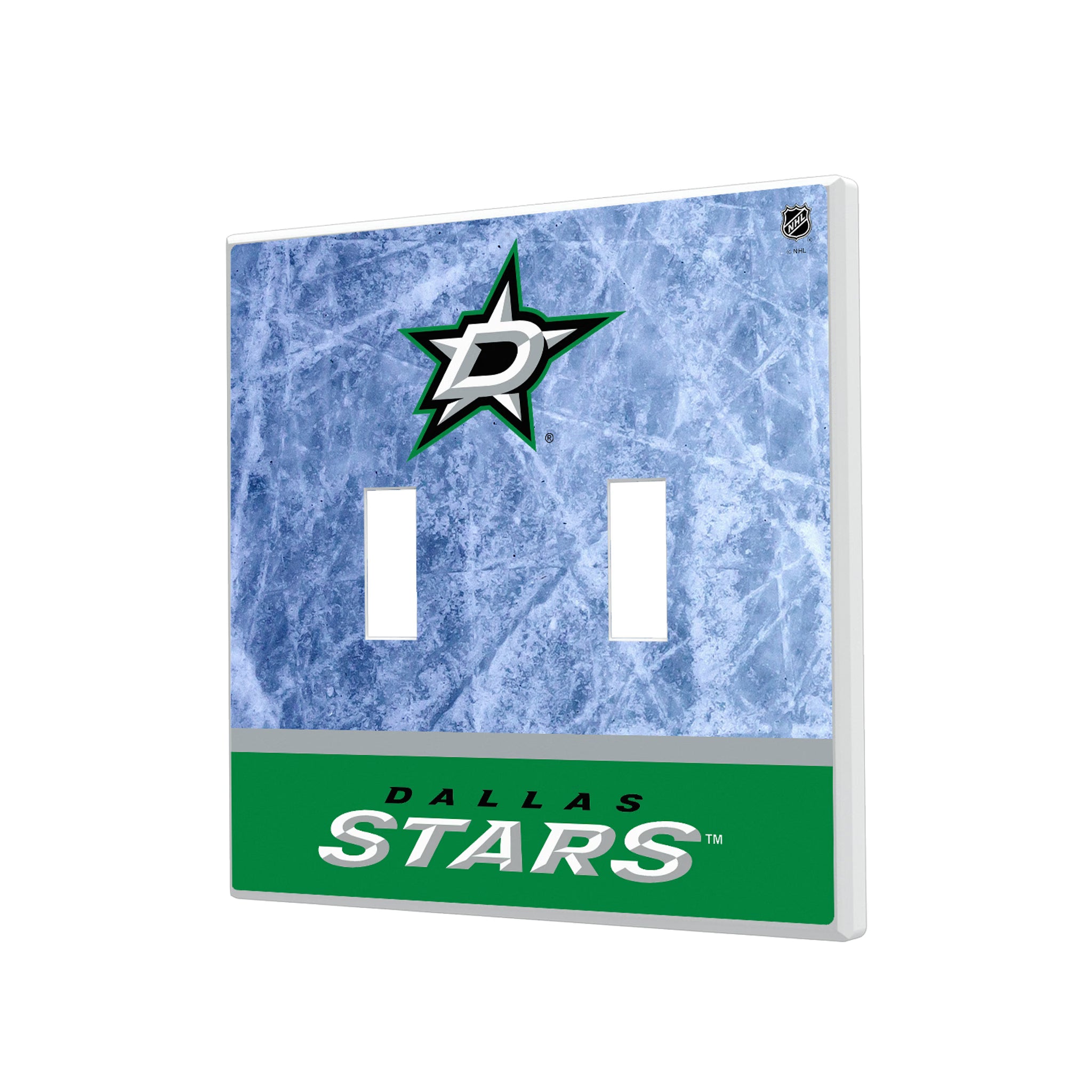 Dallas Stars Ice Wordmark Hidden-Screw Light Switch Plate#Style_Double Toggle