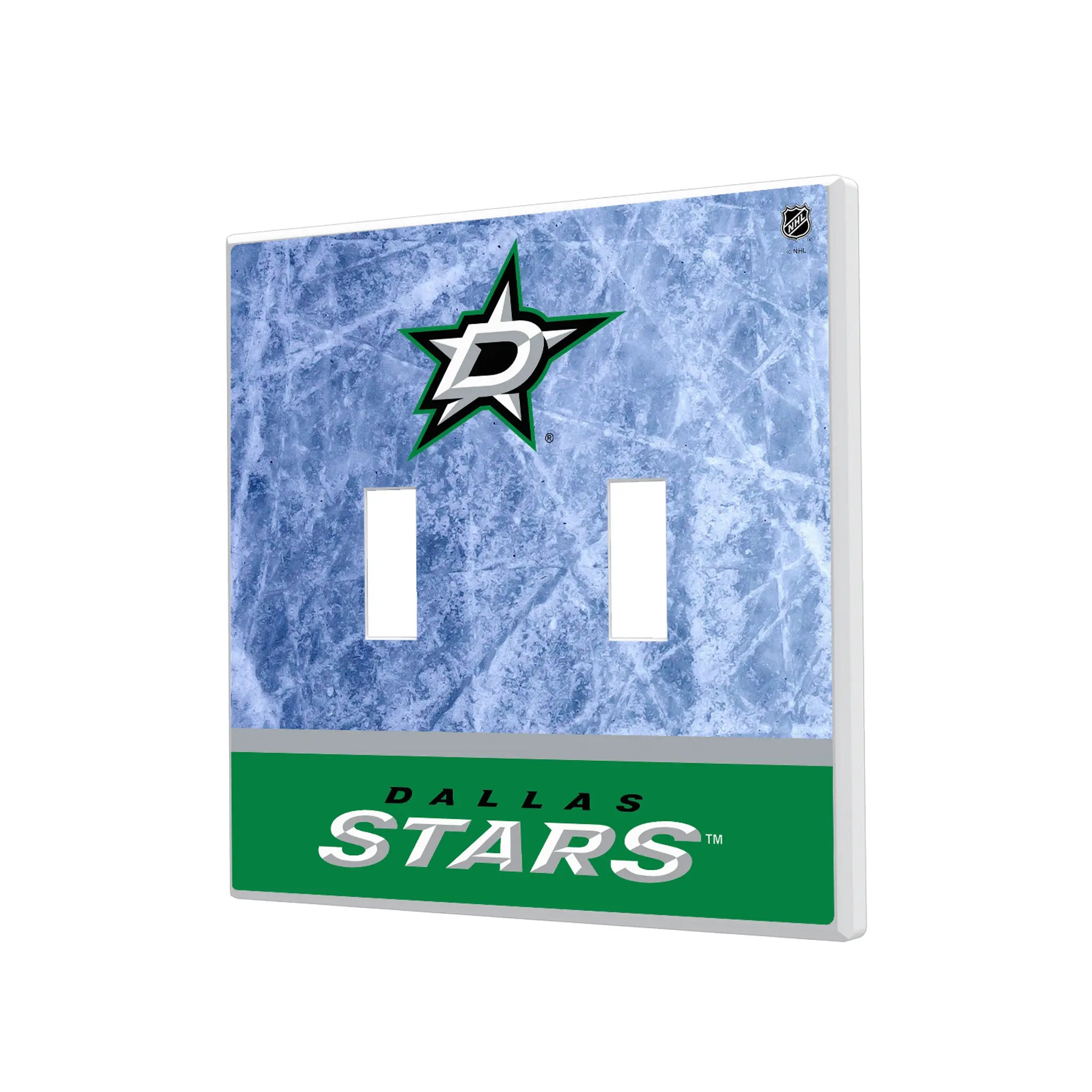 Dallas Stars Ice Wordmark Hidden-Screw Light Switch Plate#Style_Double Toggle