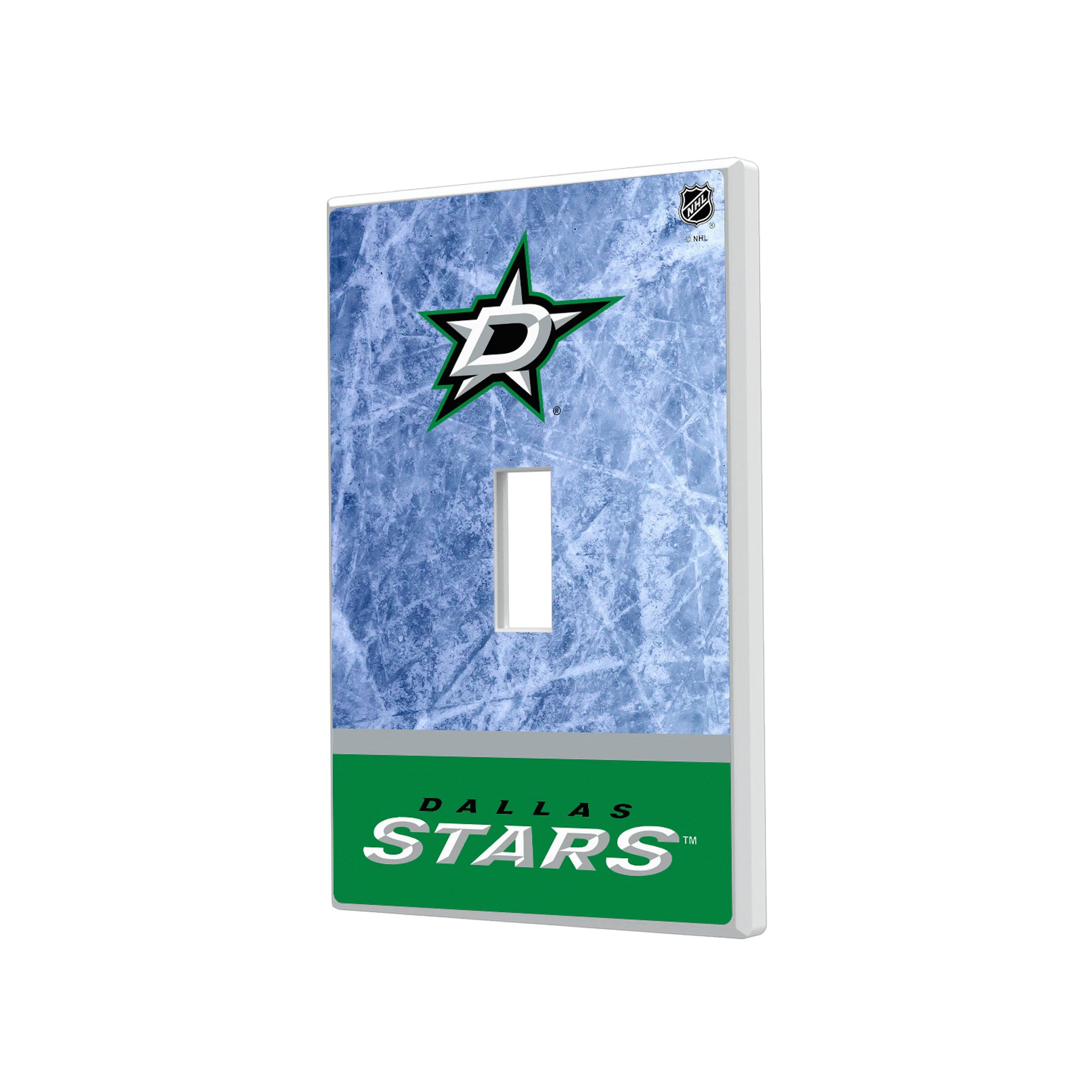 Dallas Stars Ice Wordmark Hidden-Screw Light Switch Plate#Style_Single Toggle