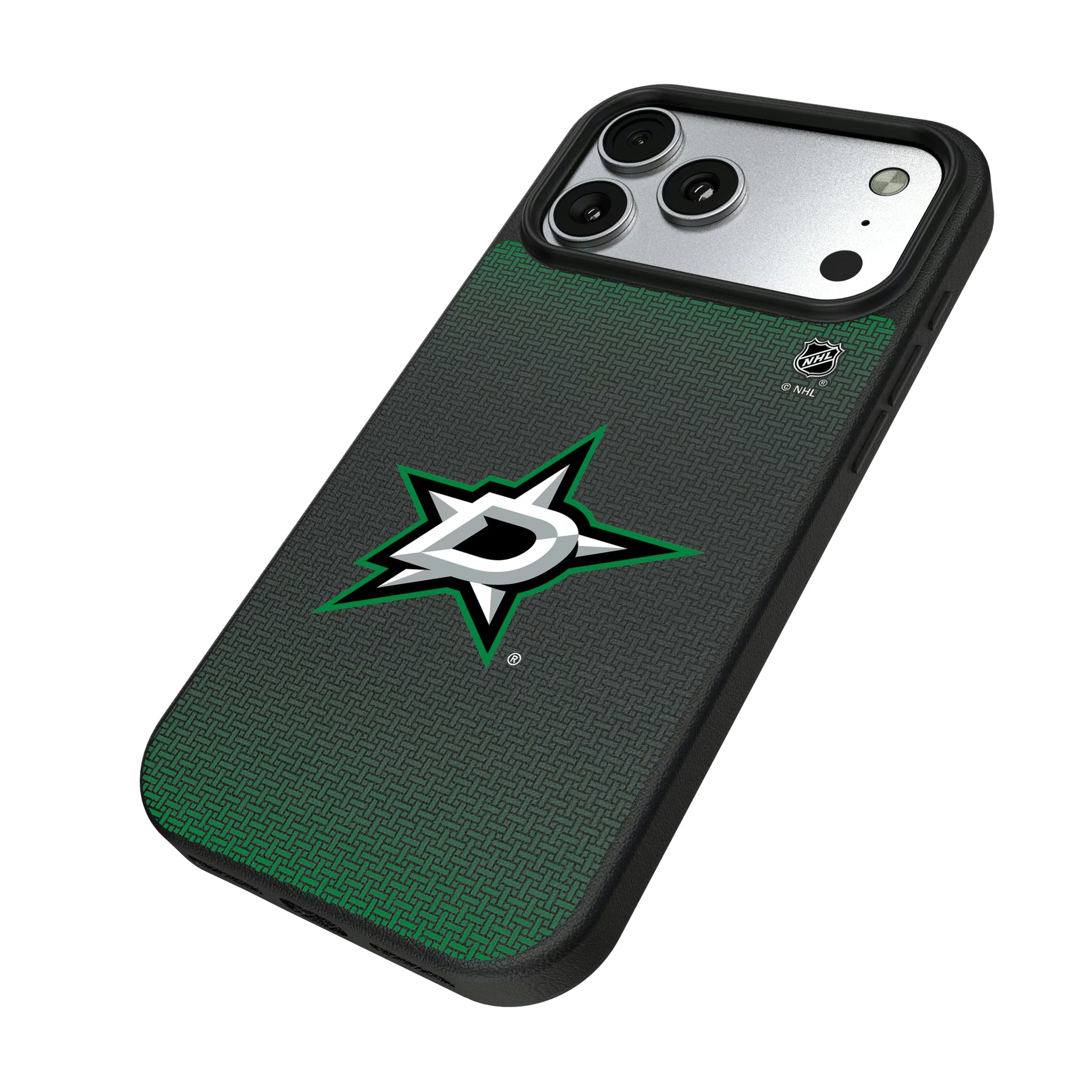 Dallas Stars Linen iPhone MagSafe Compatible Phone Case for Apple iPhone - Isometric View#Device_iPhone 17 Pro Max
