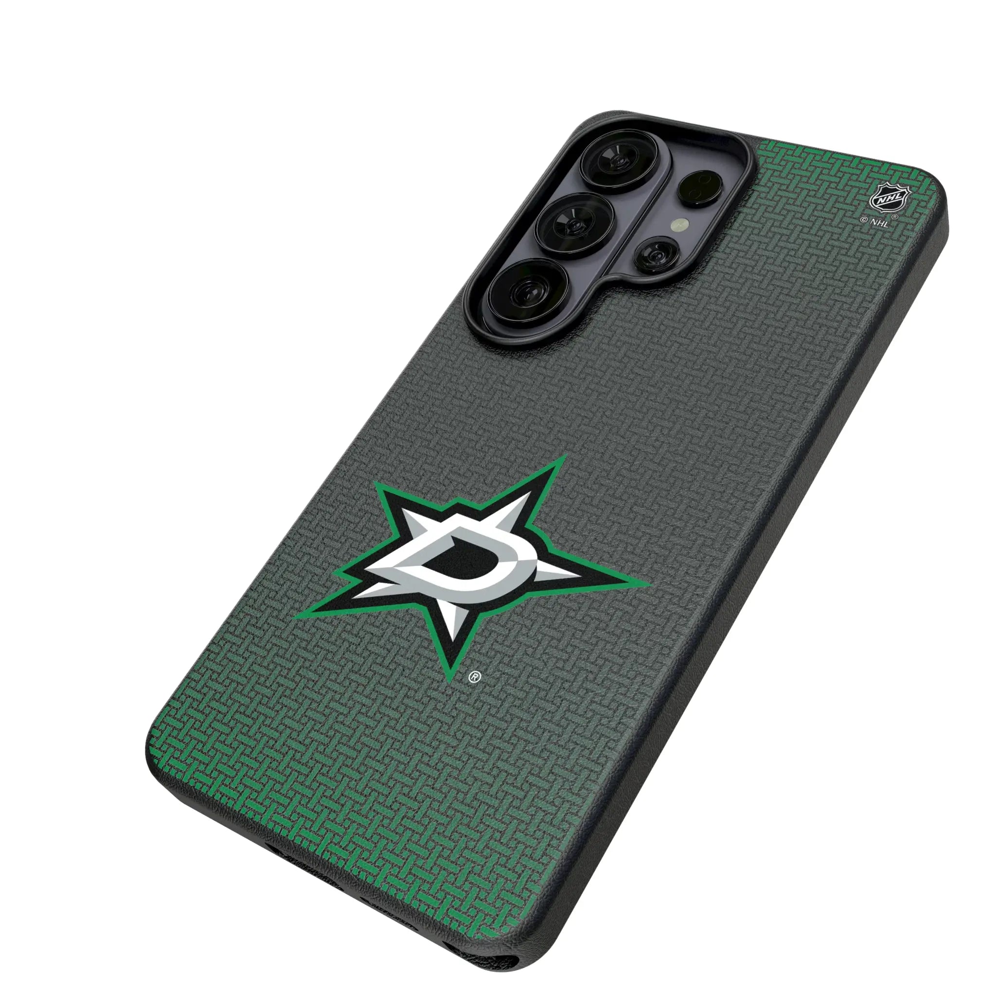 Dallas Stars Linen Galaxy MagSafe Compatible Phone Case for Samsung Galaxy - Isometric View#Device_Galaxy S26 Ultra