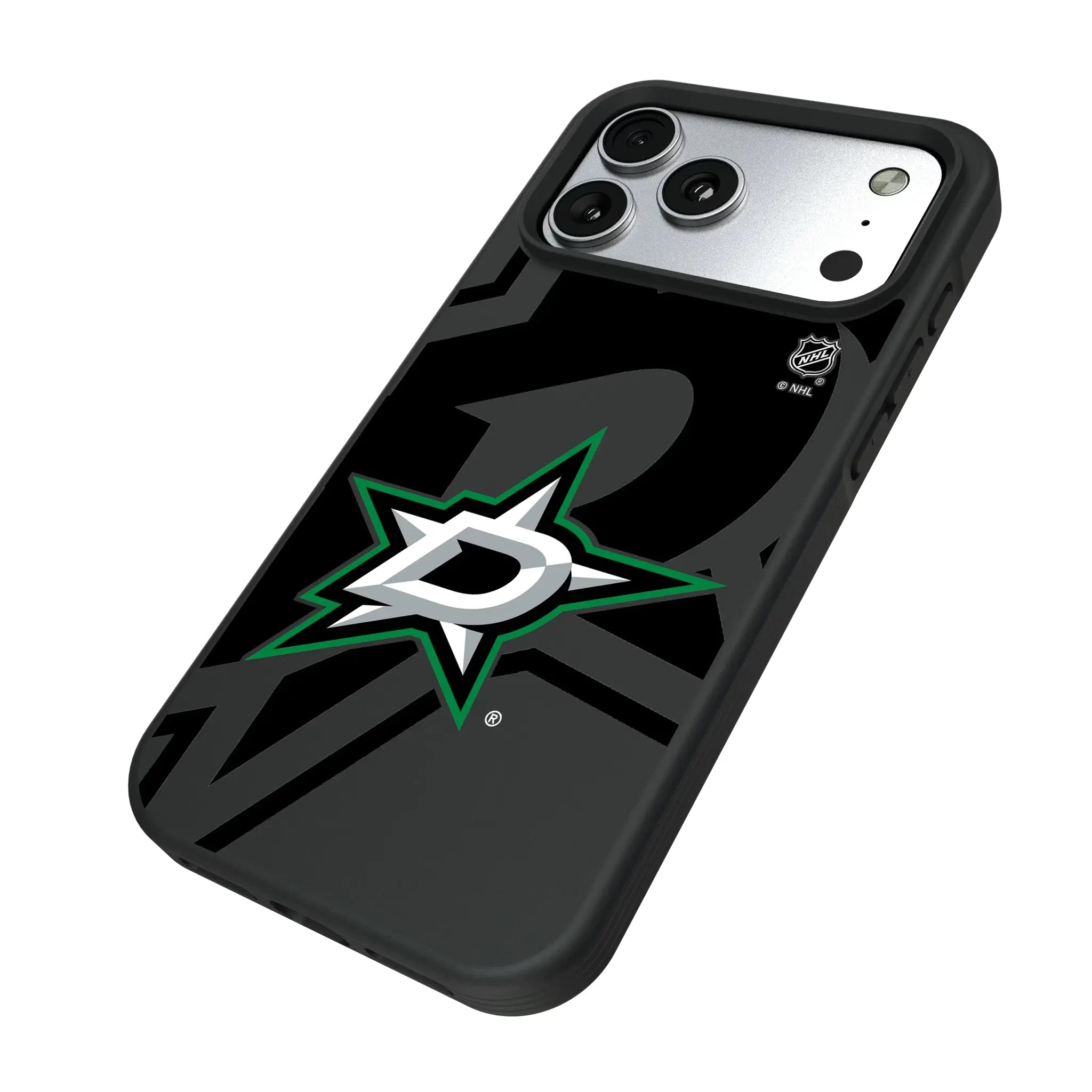 Dallas Stars Monocolor Tilt iPhone Bump Phone Case for Apple iPhone - Isometric View#Device_iPhone 17 Pro Max