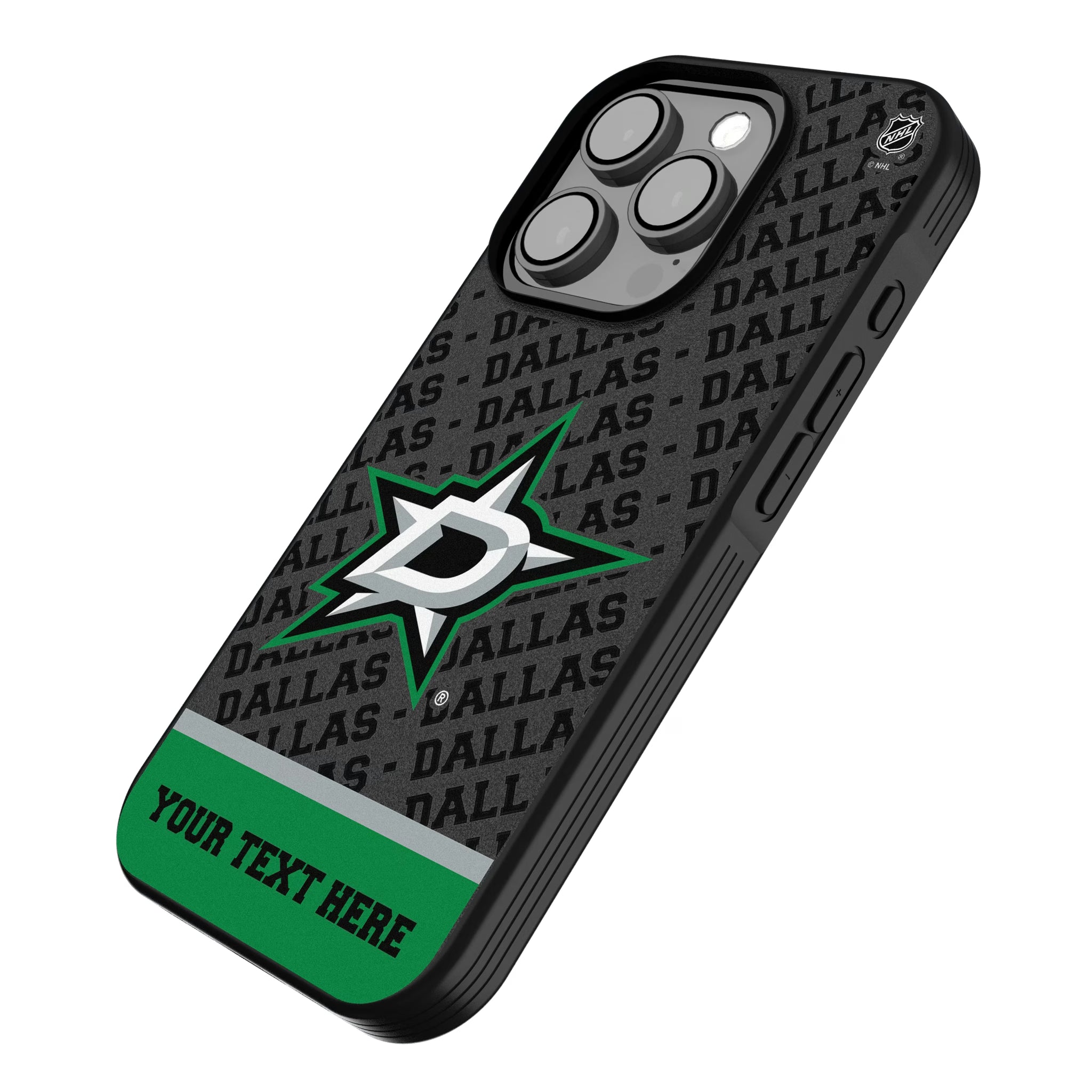 Dallas Stars Personalized EndZone Plus iPhone Bump Phone Case for Apple iPhone - Isometric View