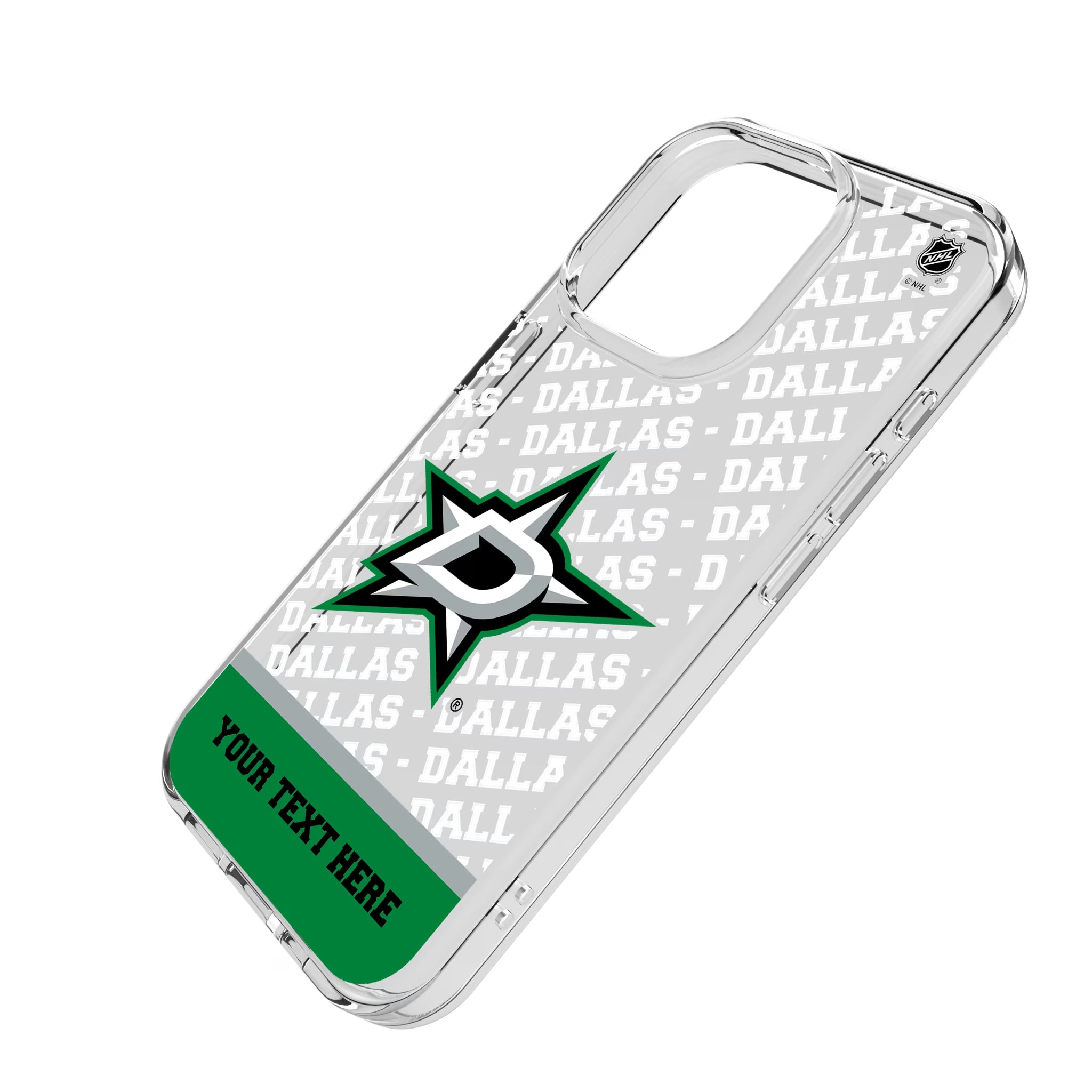 Dallas Stars Personalized EndZone Plus iPhone Clear Phone Case for Apple iPhone - Isometric View