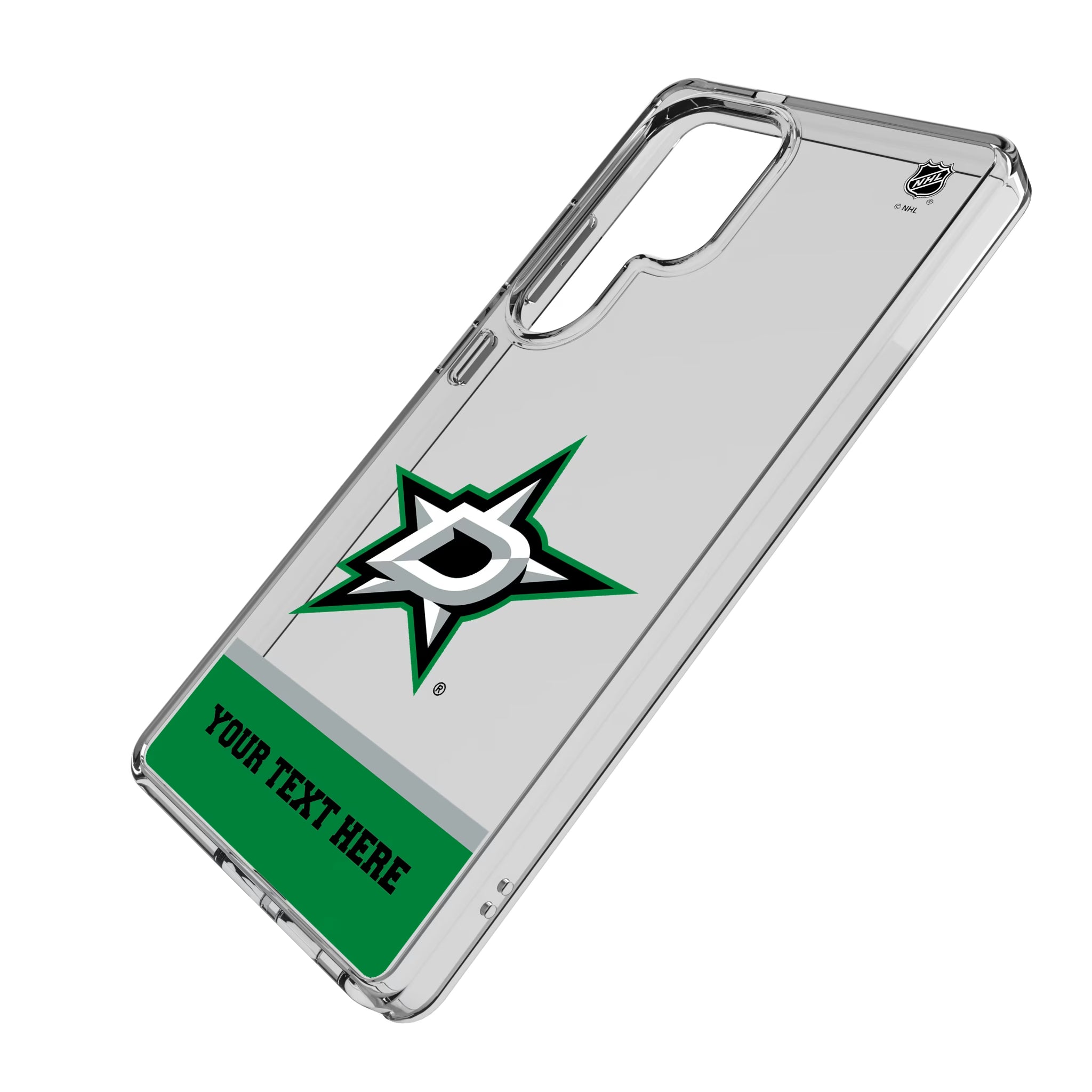 Dallas Stars Personalized EndZone Plus Galaxy Clear Phone Case for Samsung Galaxy - Isometric View