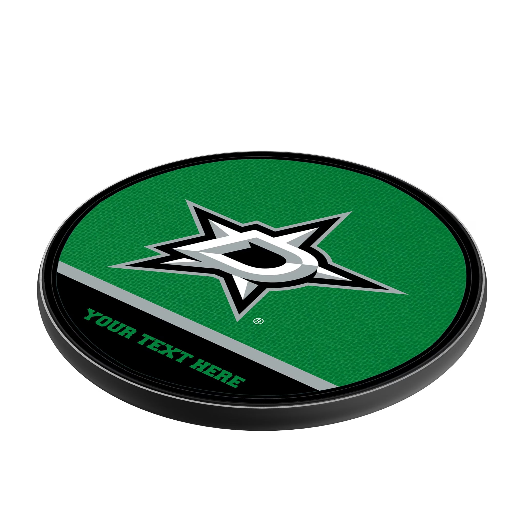 Dallas Stars Personalized Endzone Solid 15-Watt Wireless Charger - Isometric View