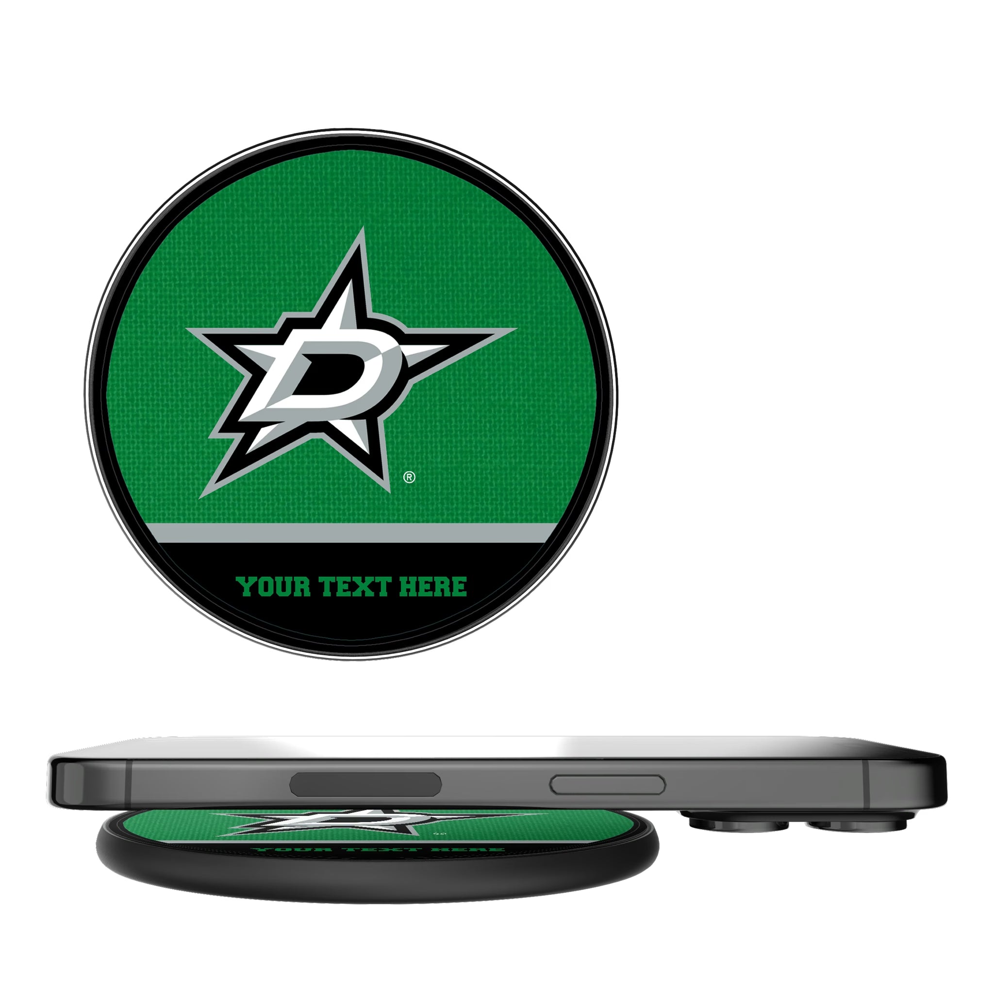 Dallas Stars Personalized Endzone Solid 15-Watt Wireless Charger