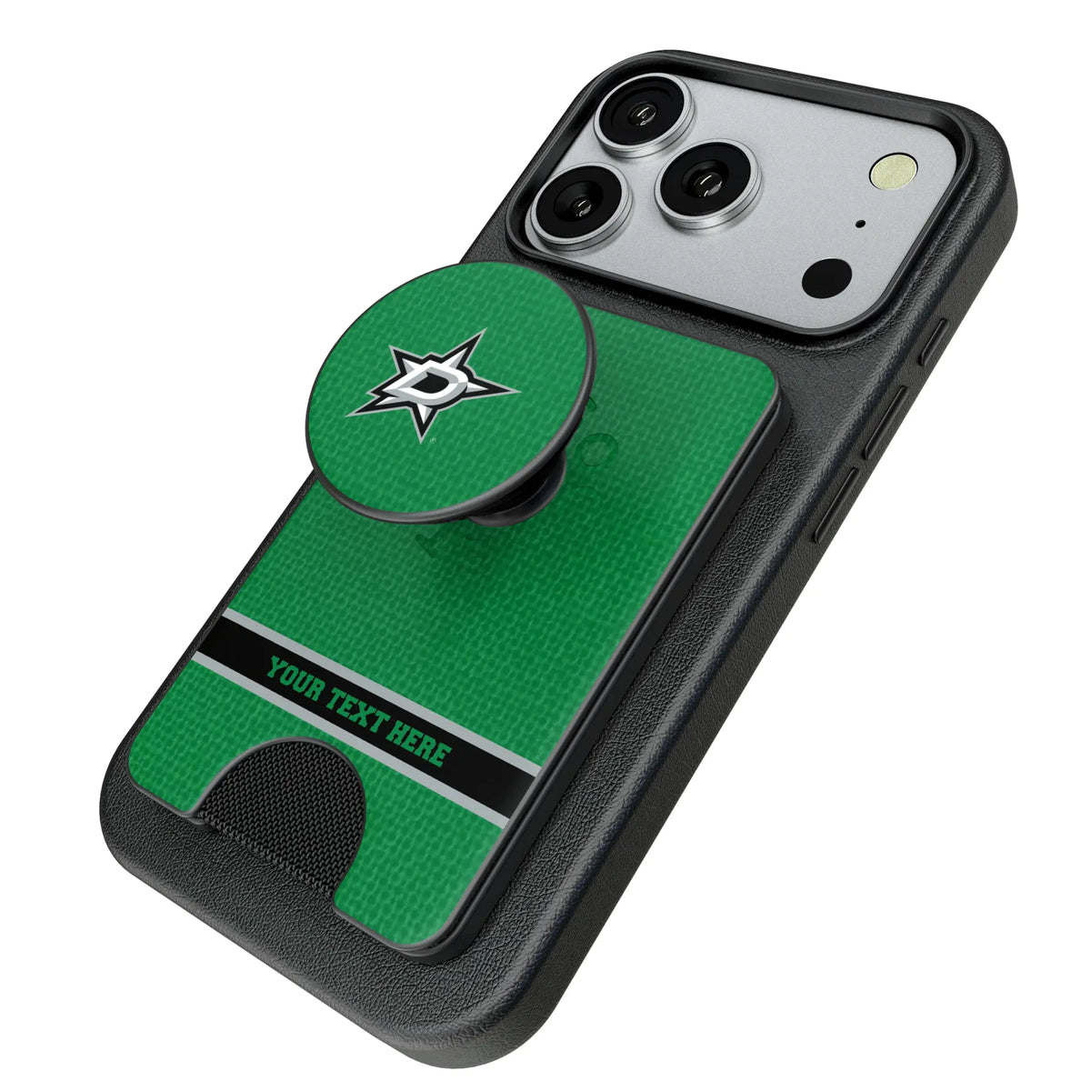 Dallas Stars Personalized Endzone Solid Popsockets Wallet Magnetic - Isometric View
