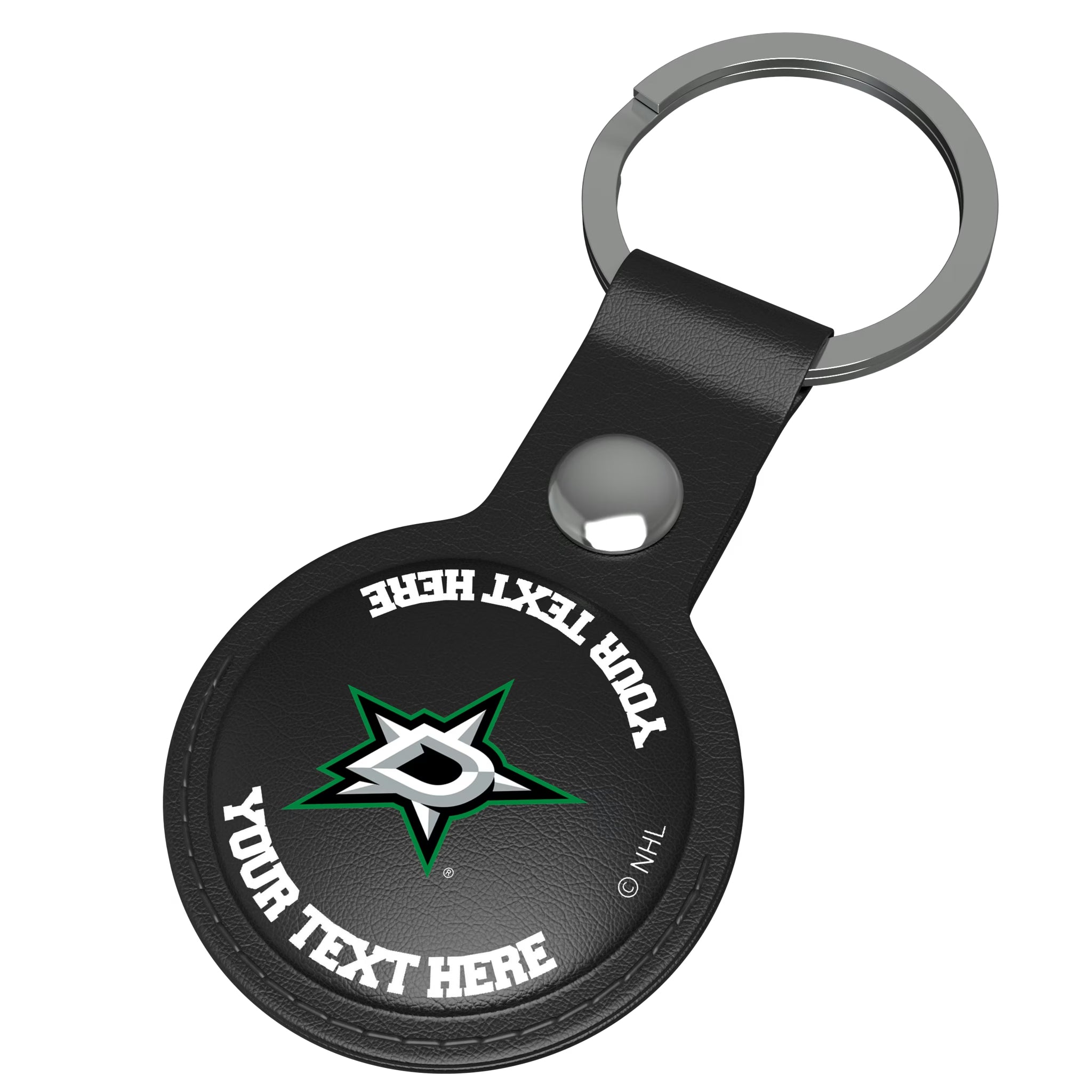 Dallas Stars Personalized Insignia AirTag Black Airtag Holder - Isometric View