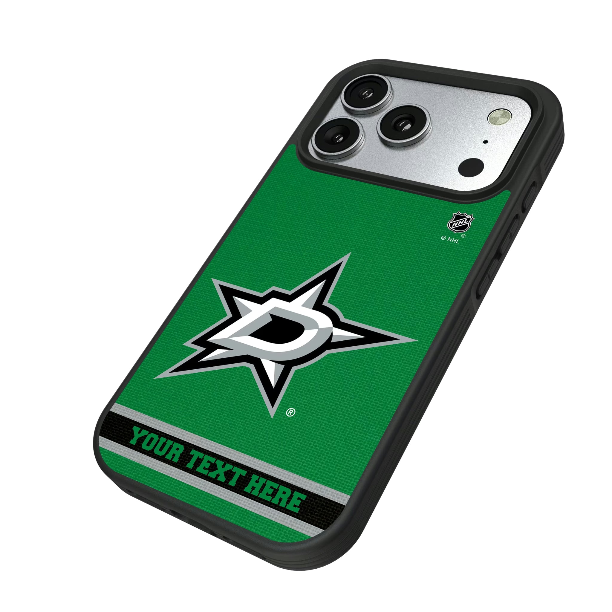 Dallas Stars Personalized Stripe iPhone Bump Phone Case for Apple iPhone - Isometric View#Device_iPhone 17 Pro