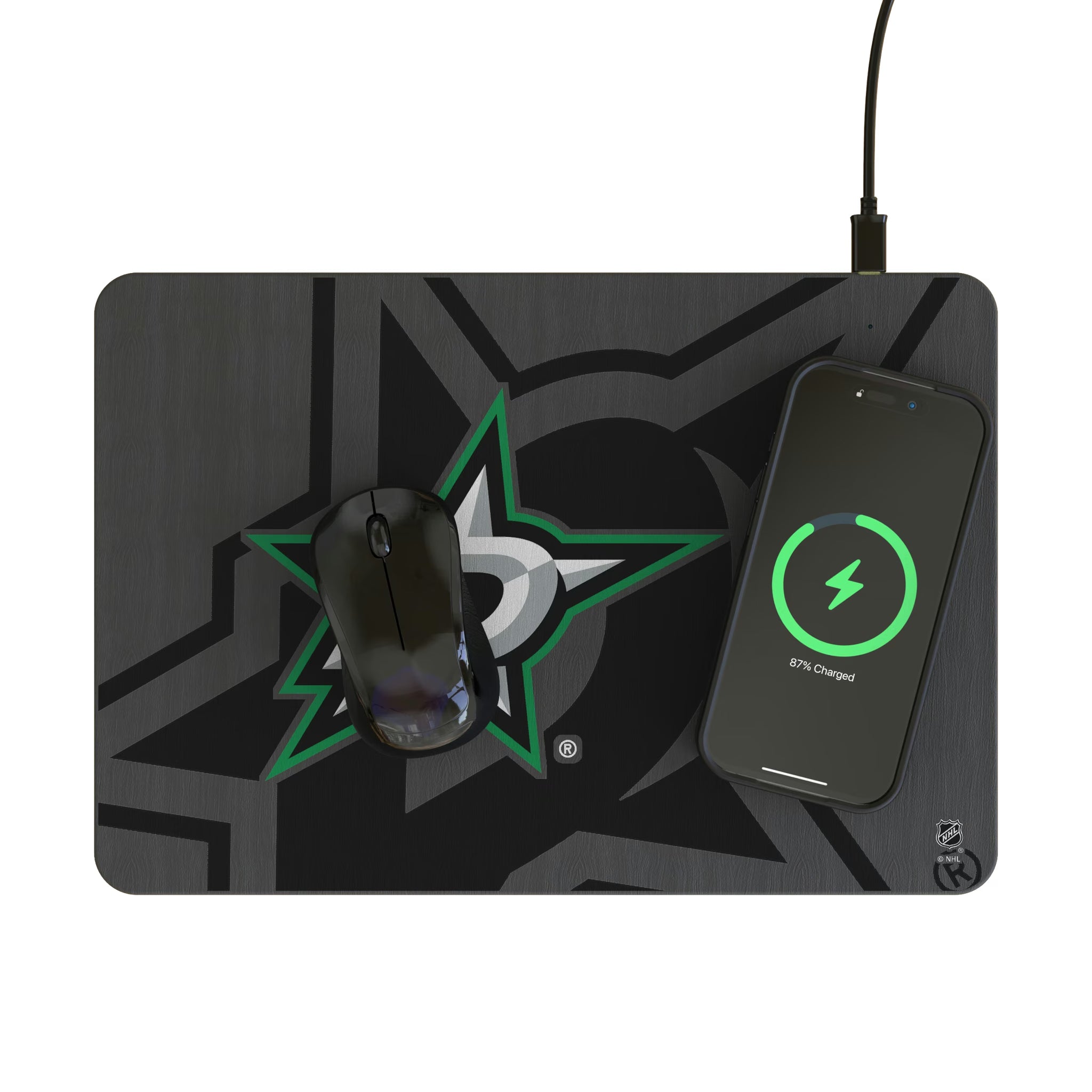 Dallas Stars Personalized Tilt 15-Watt Wireless Charger and Mouse Pad - Lifestyle
