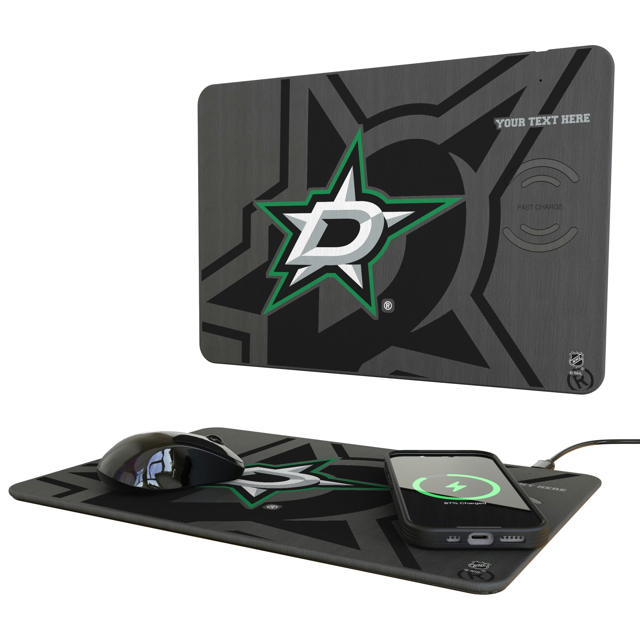 Dallas Stars Personalized Tilt 15-Watt Wireless Charger and Mouse Pad