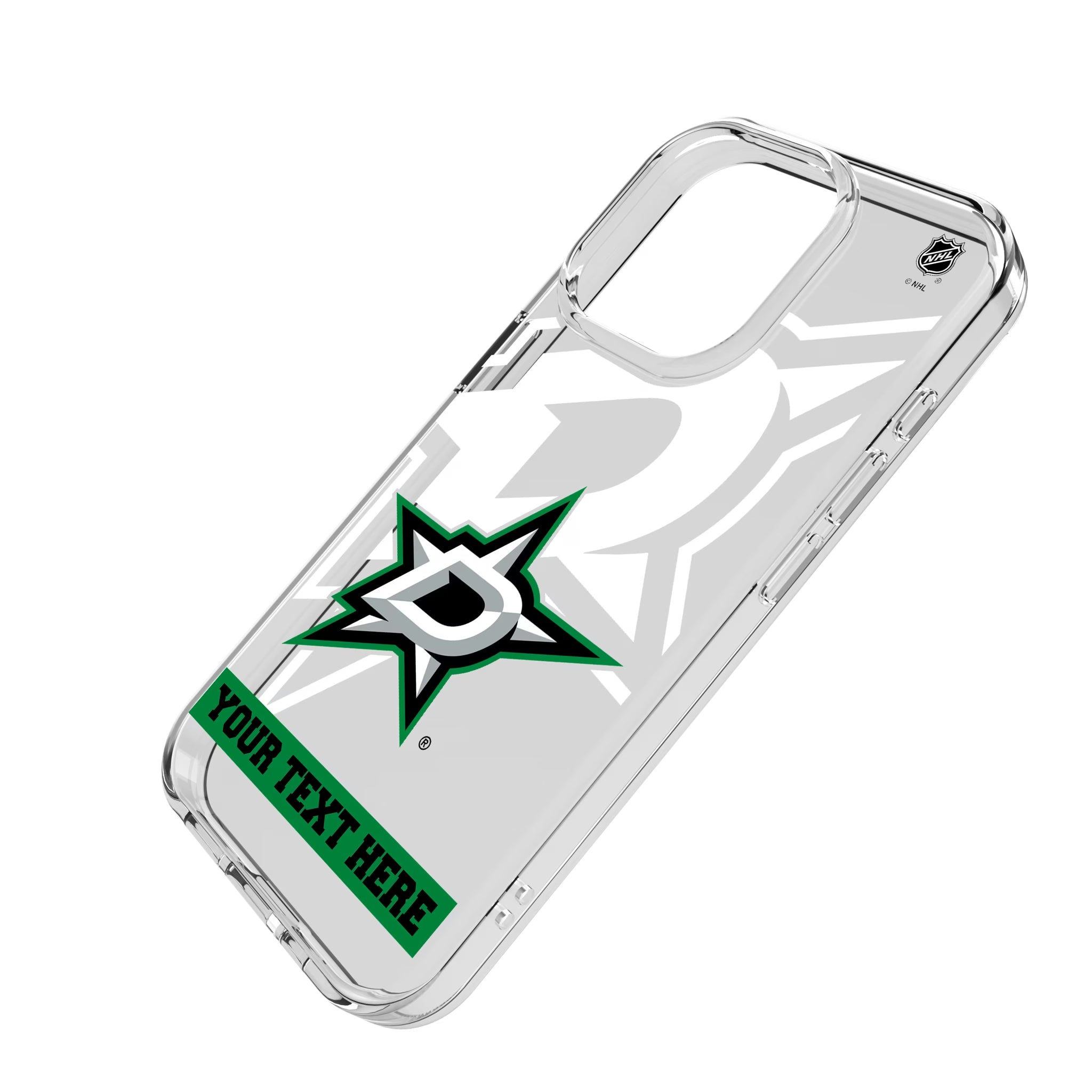 Dallas Stars Personalized Tilt iPhone Clear Phone Case for Apple iPhone - Isometric View