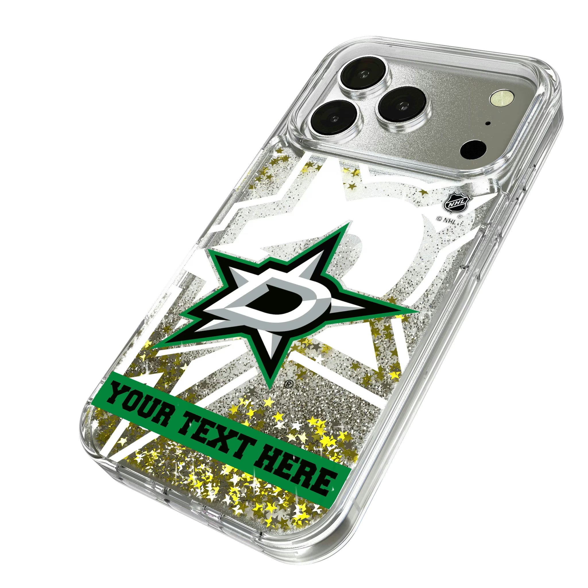 Dallas Stars Personalized Tilt iPhone Glitter Phone Case for Apple iPhone - Isometric View