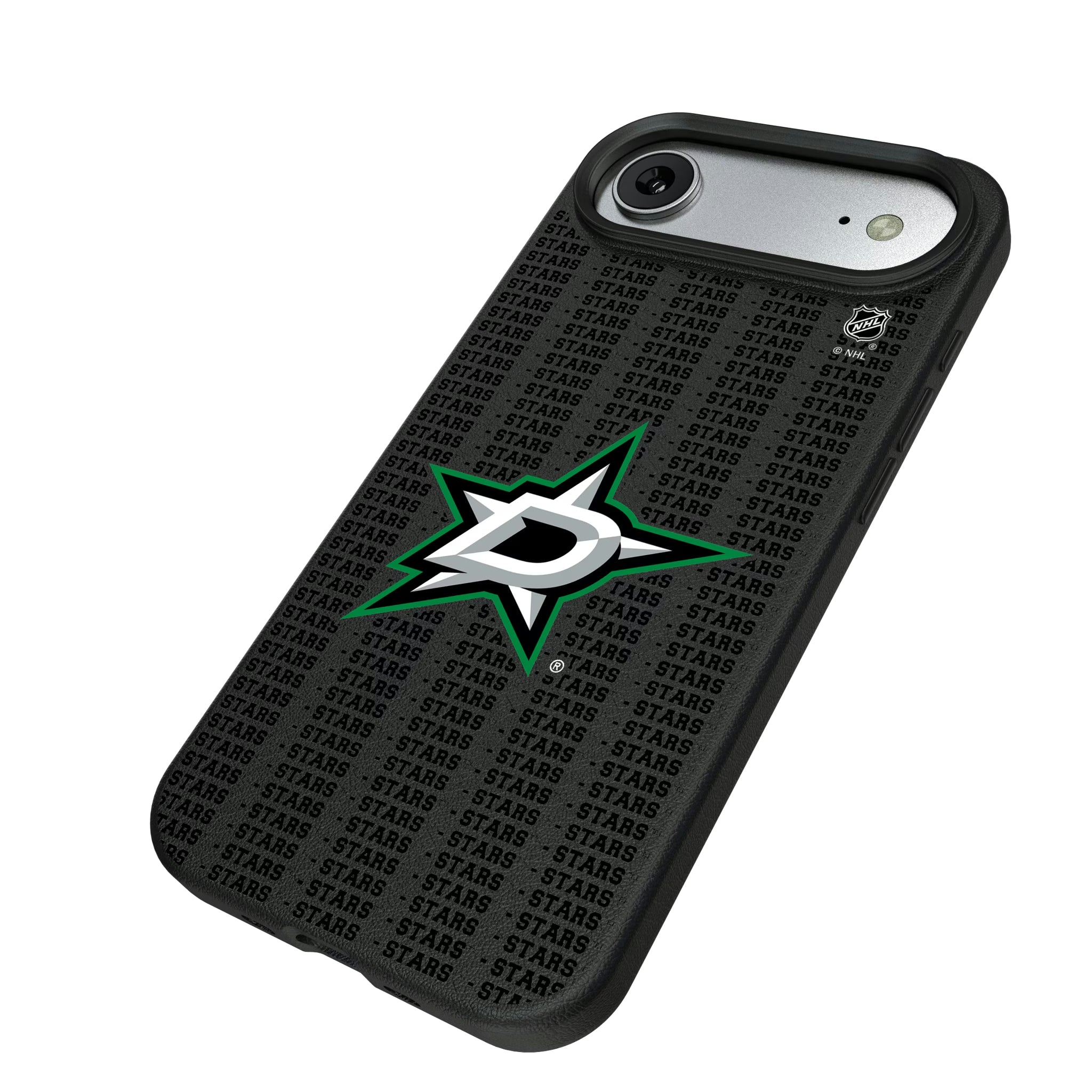 Dallas Stars Text Backdrop iPhone MagSafe Compatible Phone Case for Apple iPhone - Isometric View#Device_iPhone Air