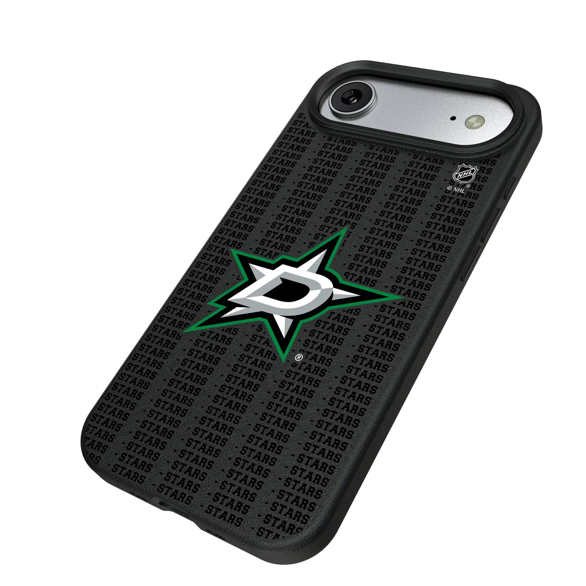 Dallas Stars Text Backdrop iPhone MagSafe Compatible Phone Case for Apple iPhone - Isometric View#Device_iPhone Air