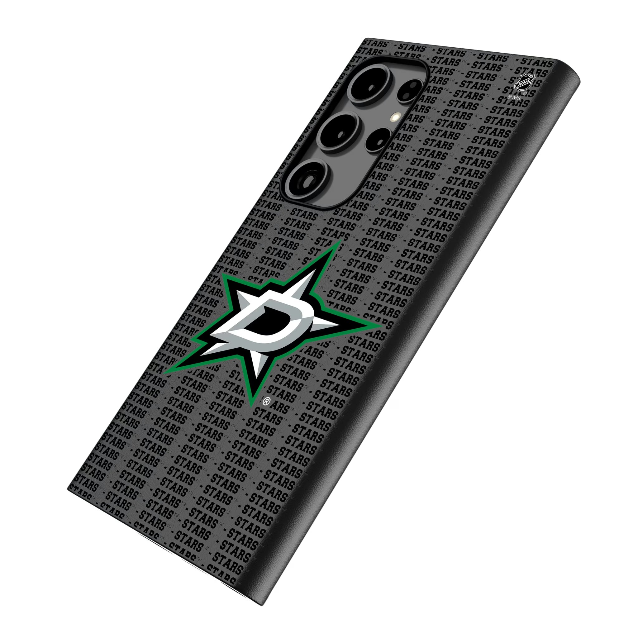 Dallas Stars Text Backdrop Galaxy MagSafe Compatible Phone Case for Samsung Galaxy - Isometric View