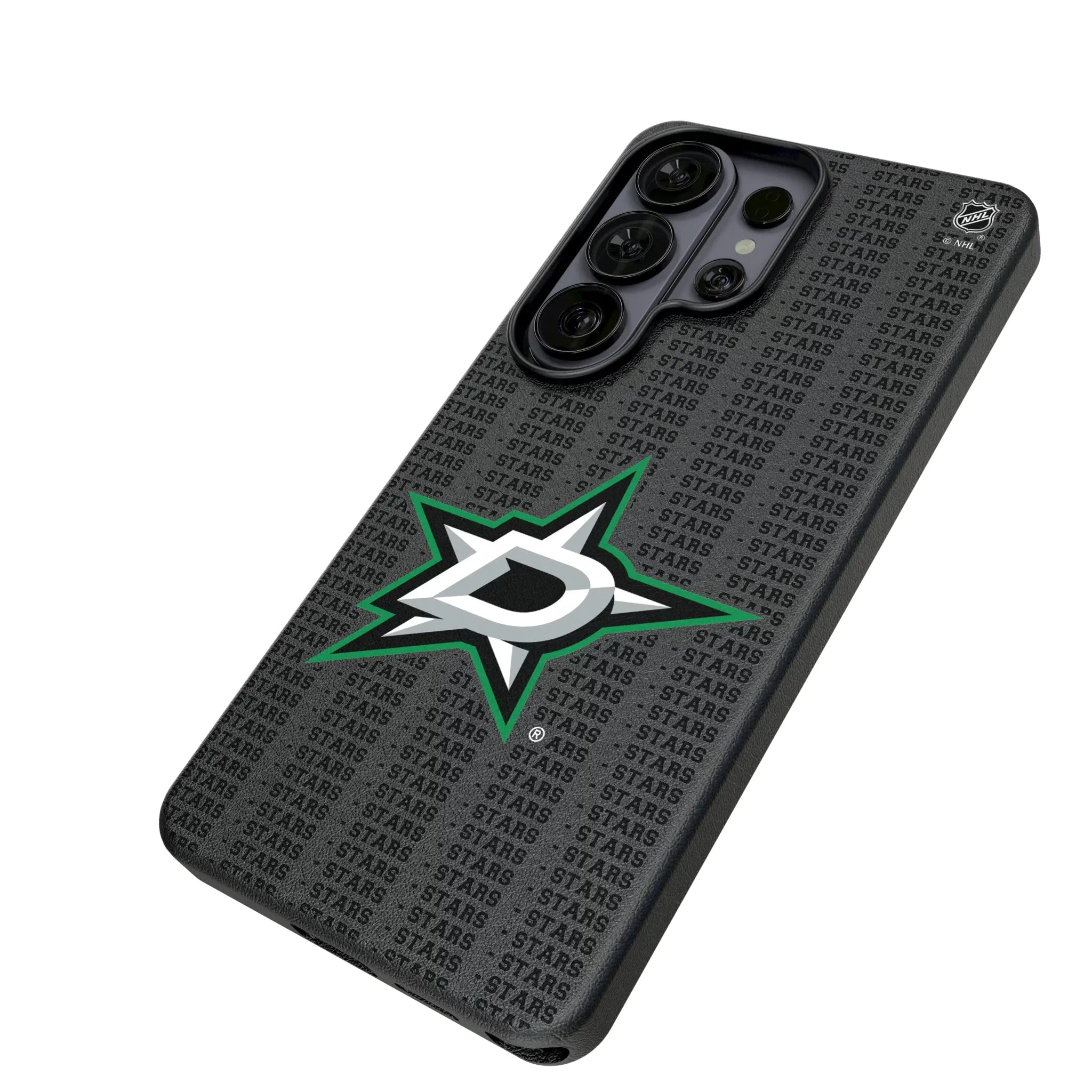 Dallas Stars Text Backdrop Galaxy MagSafe Compatible Phone Case for Samsung Galaxy - Isometric View#Device_Galaxy S26 Ultra