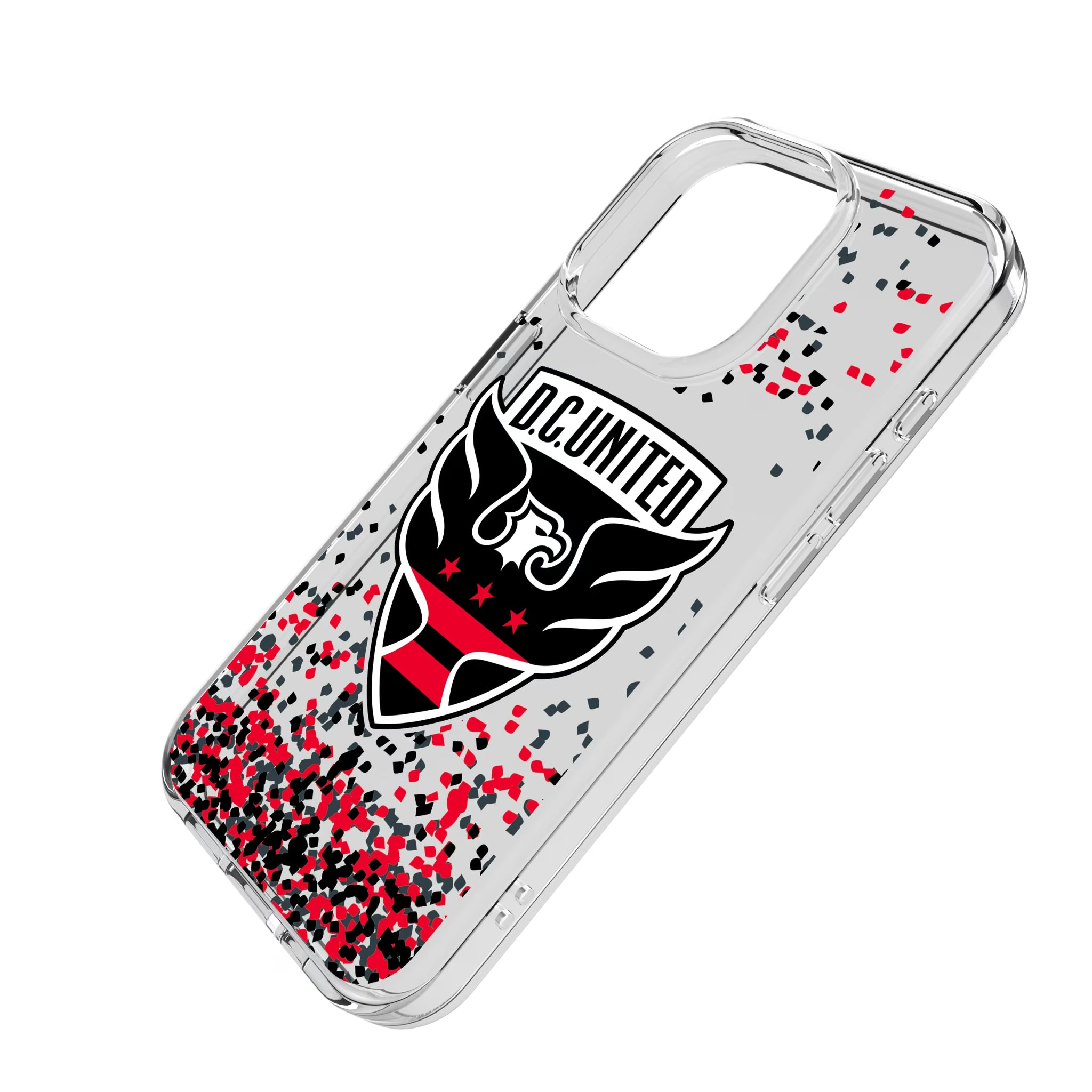 DC United Confetti iPhone Clear Phone Case for Apple iPhone - Isometric View