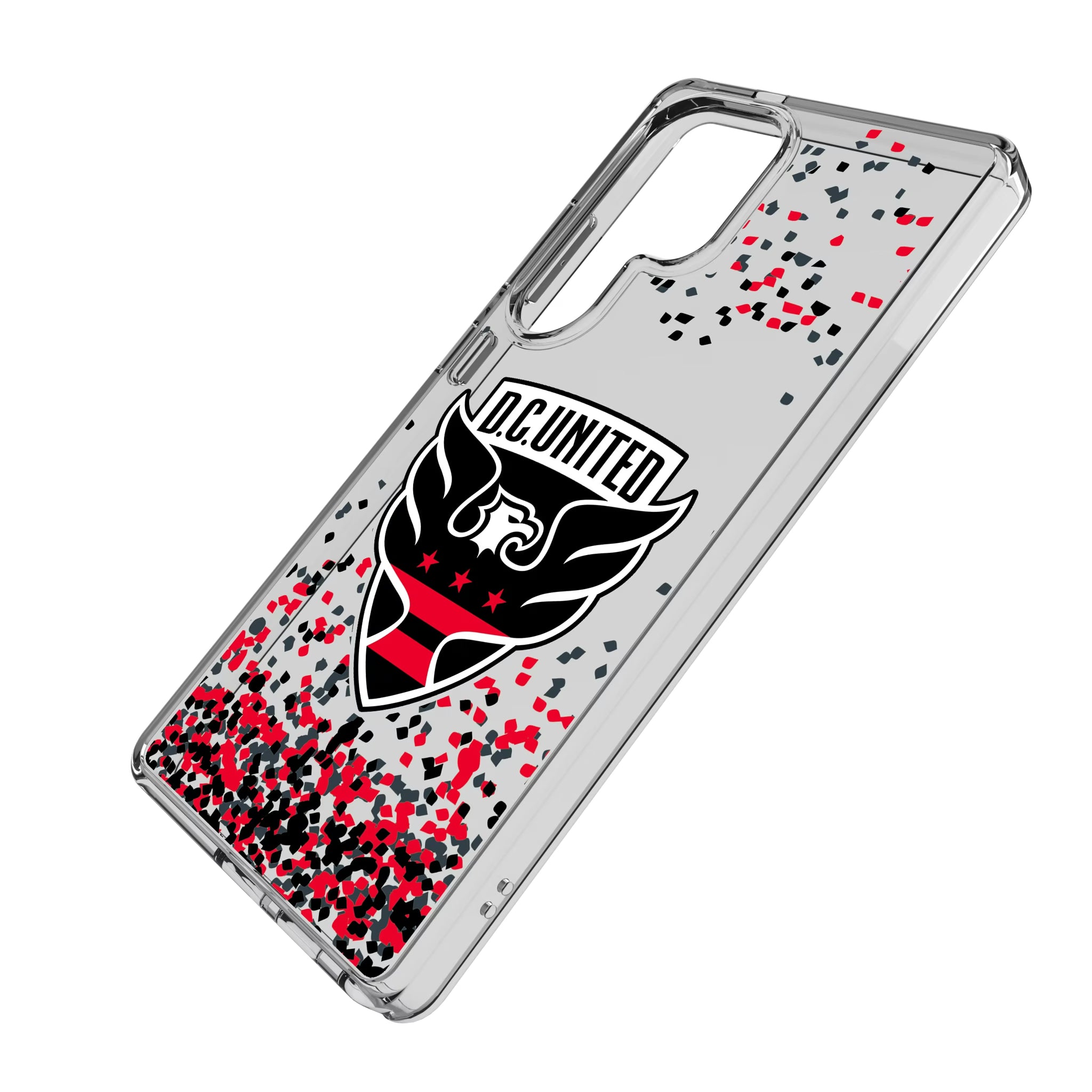 DC United Confetti Galaxy Clear Phone Case for Samsung Galaxy - Isometric View