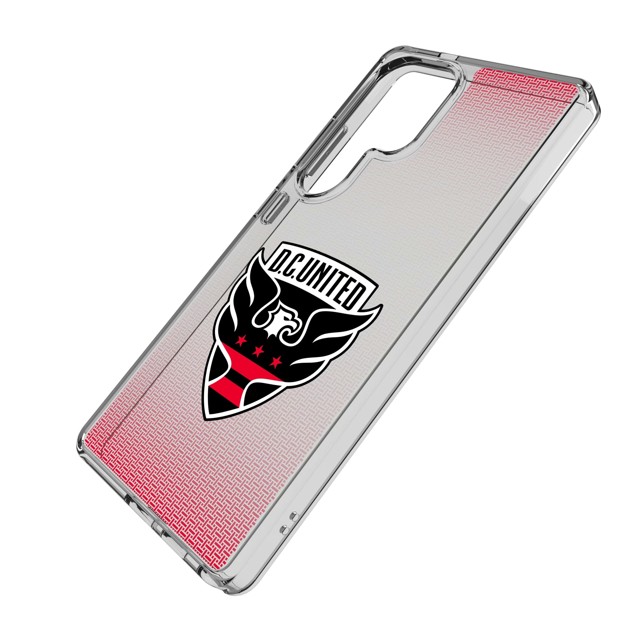 DC United Linen Galaxy Clear Phone Case for Samsung Galaxy - Isometric View