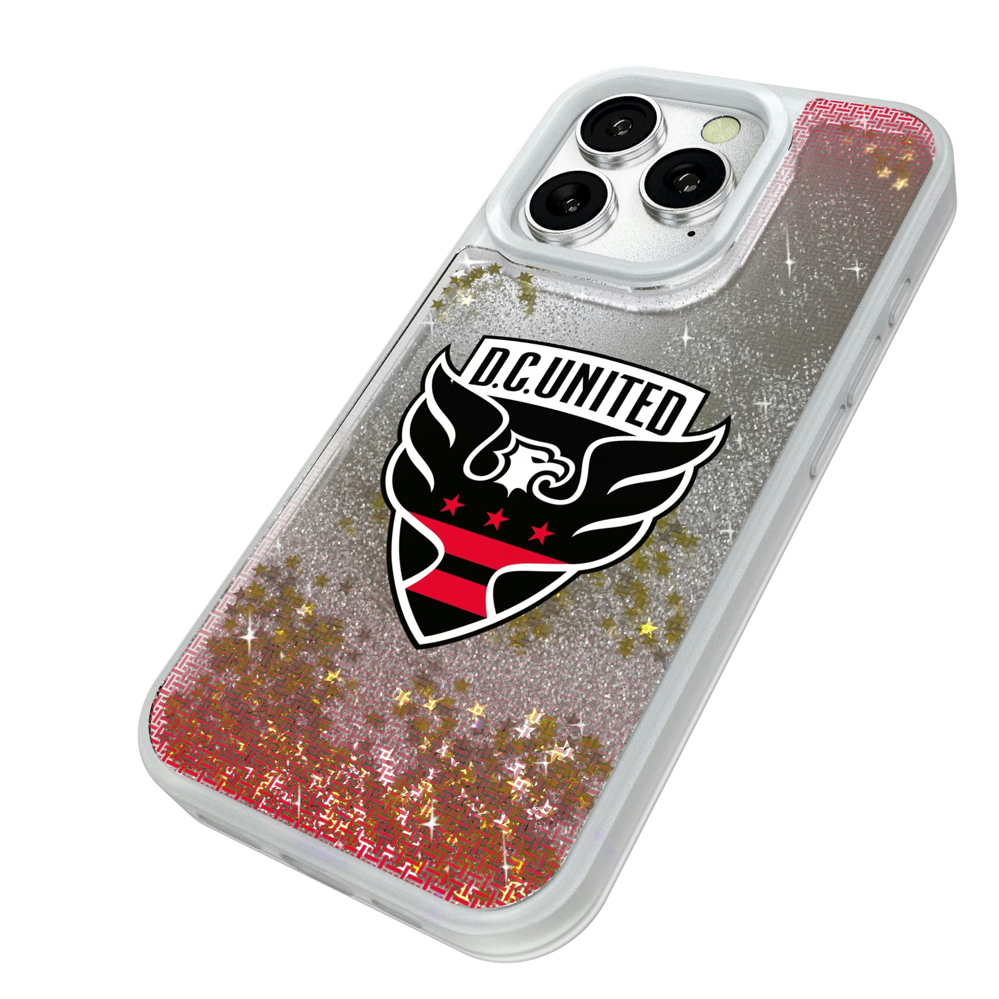 DC United Linen iPhone Glitter Phone Case for Apple iPhone - Isometric View#Device_iPhone 16 Pro
