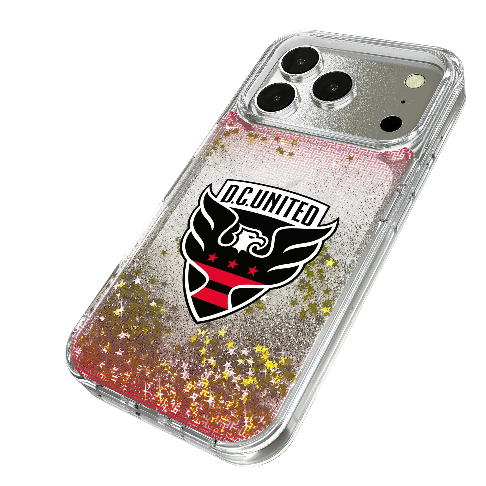 DC United Linen iPhone Glitter Phone Case for Apple iPhone - Isometric View