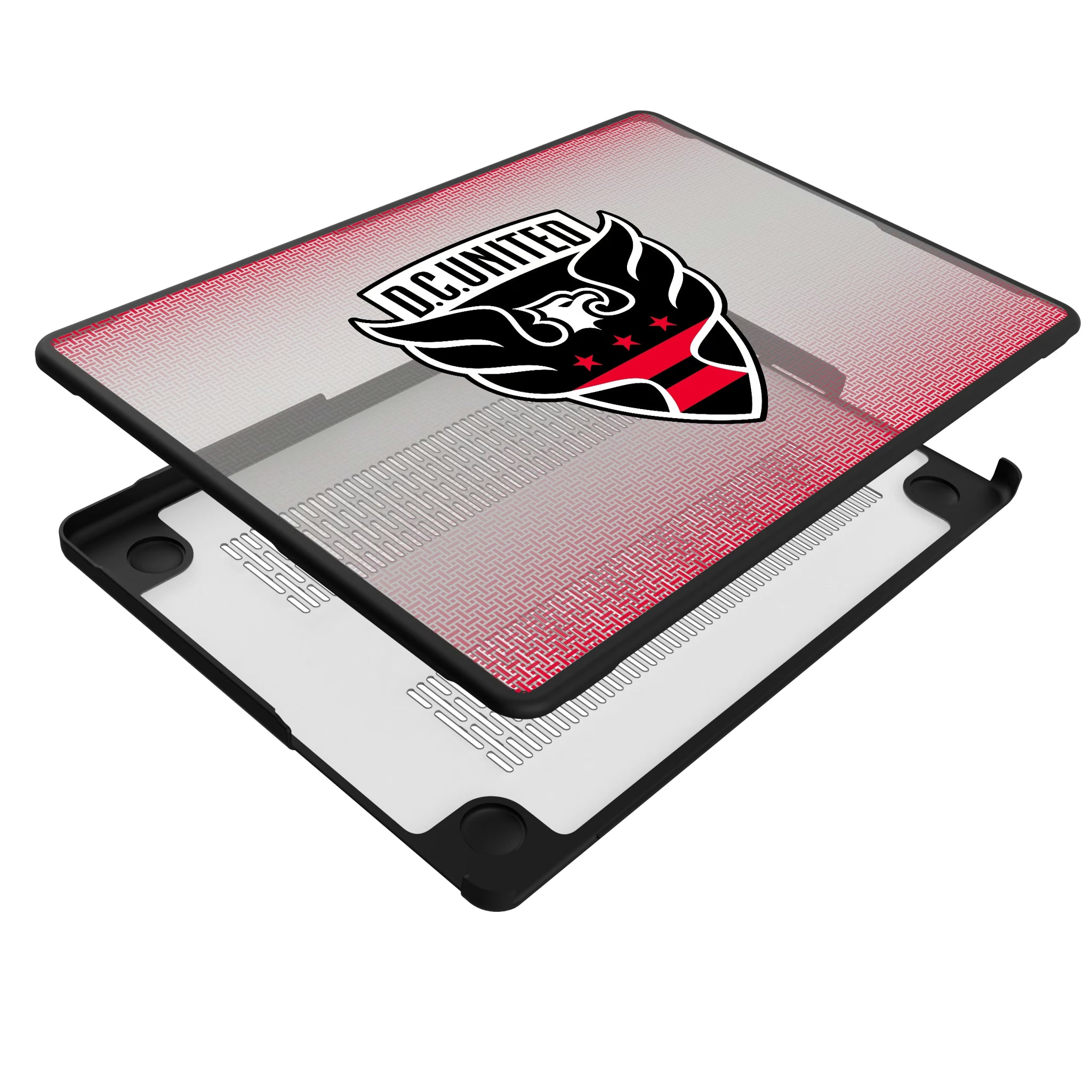 DC United Linen MacBook Laptop Case for Apple MacBook - Isometric View#Device_MacBook Pro (14-inch, 2021) / MacBook Pro (14-inch, 2023) / MacBook Pro (14-inch, 2024)