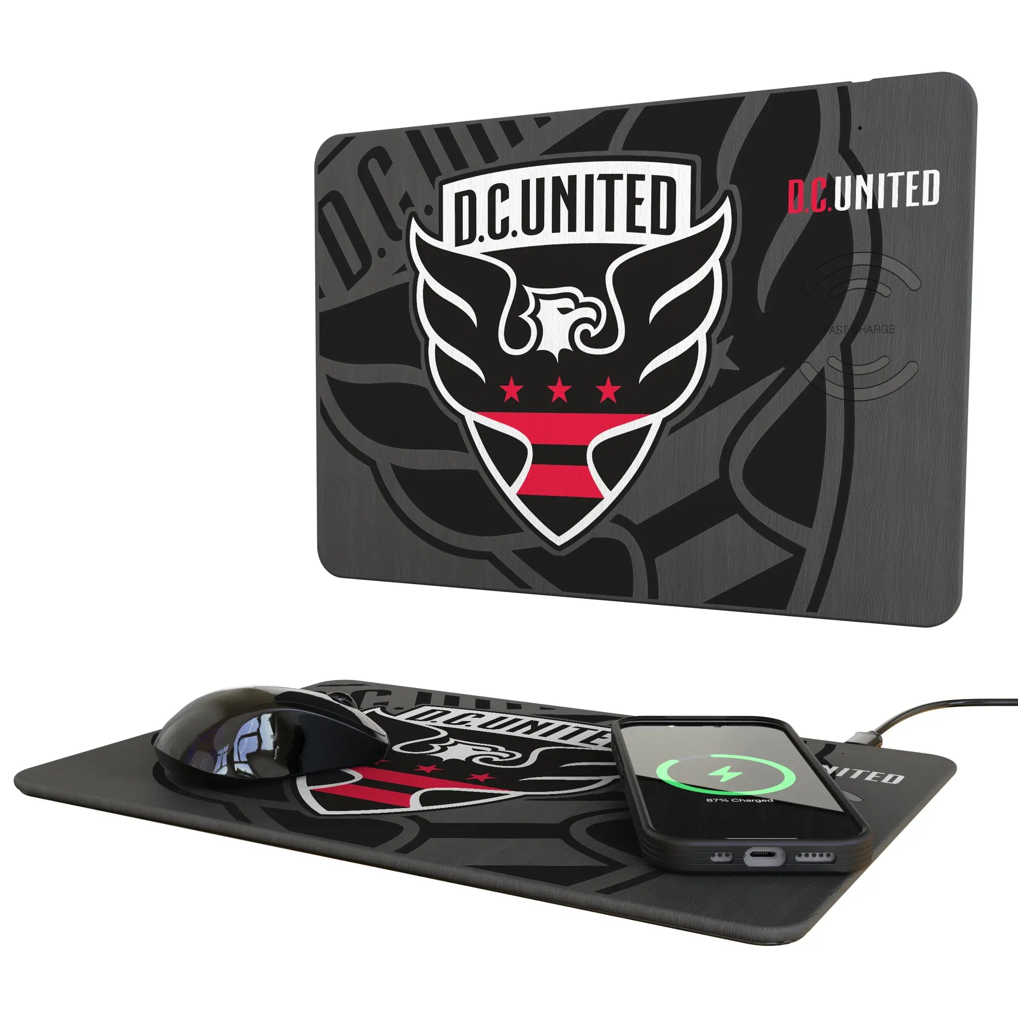 DC United Monocolor Tilt 15-Watt Wireless Charger and Mouse Pad