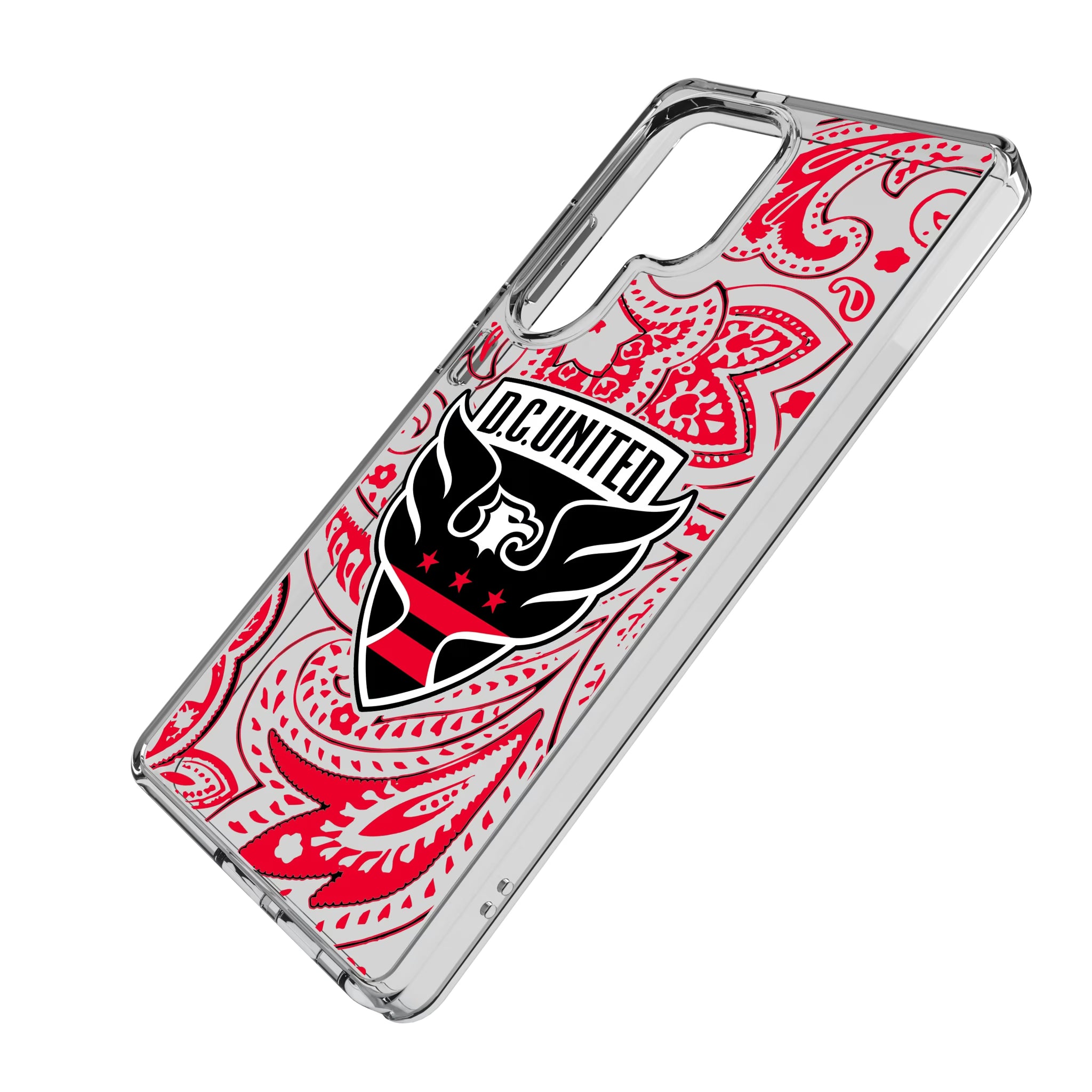 DC United Paisley Galaxy Clear Phone Case for Samsung Galaxy - Isometric View