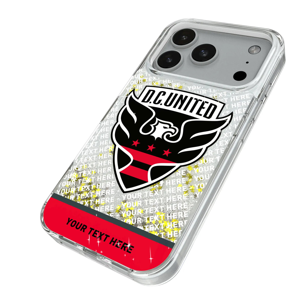 DC United Personalized EndZone Plus iPhone Glitter Phone Case for Apple iPhone - Isometric View#Device_iPhone 18 Pro