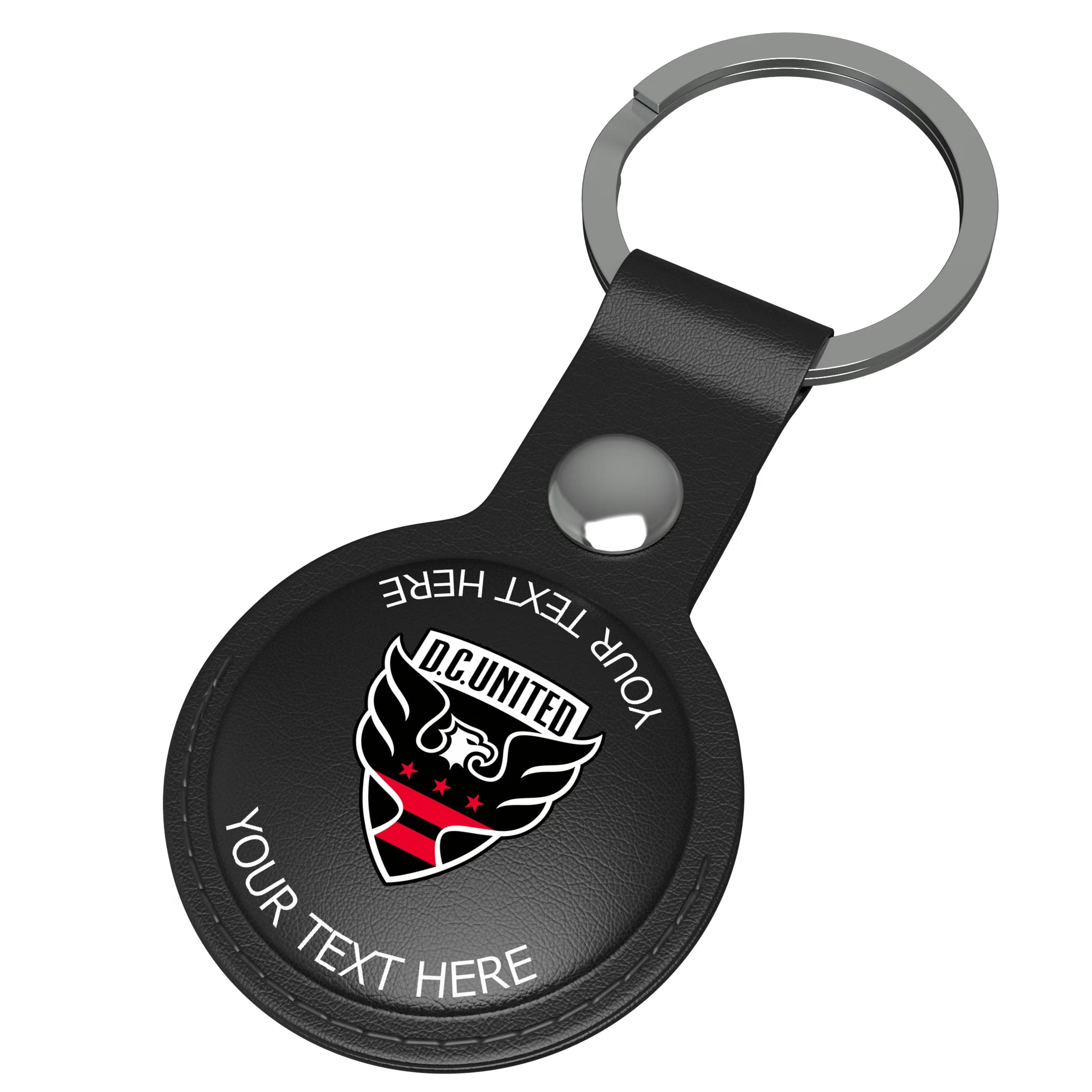 DC United Personalized Insignia AirTag Black Airtag Holder - Isometric View