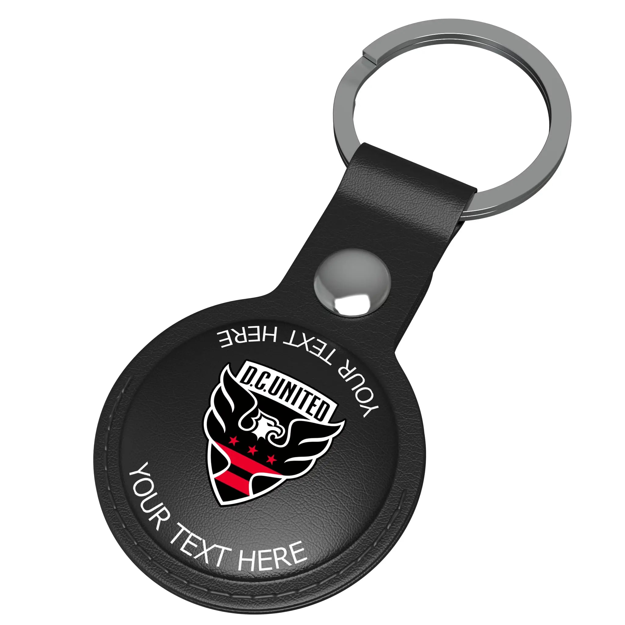 DC United Personalized Insignia AirTag Black Airtag Holder - Isometric View