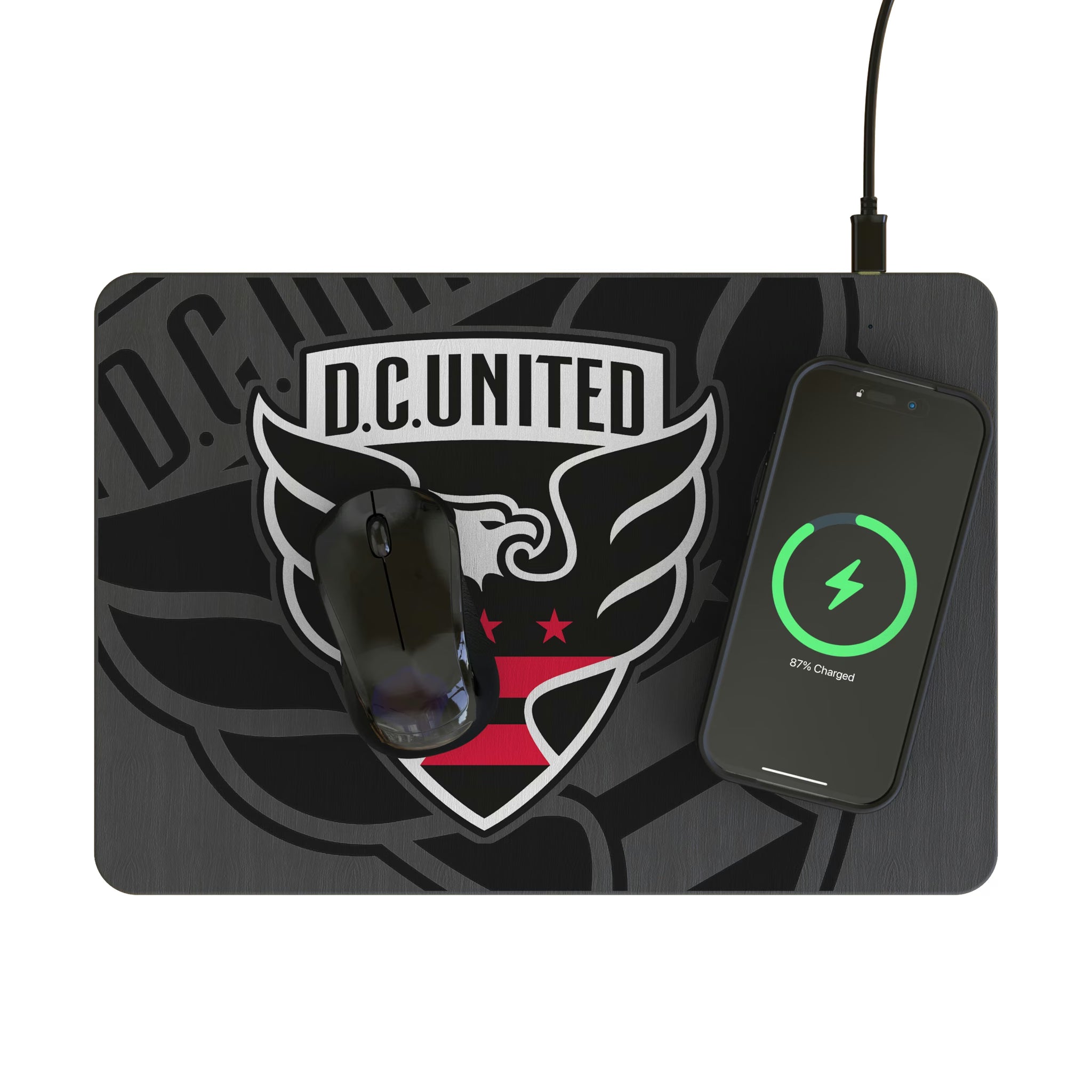 DC United Personalized Tilt 15-Watt Wireless Charger and Mouse Pad - Lifestyle