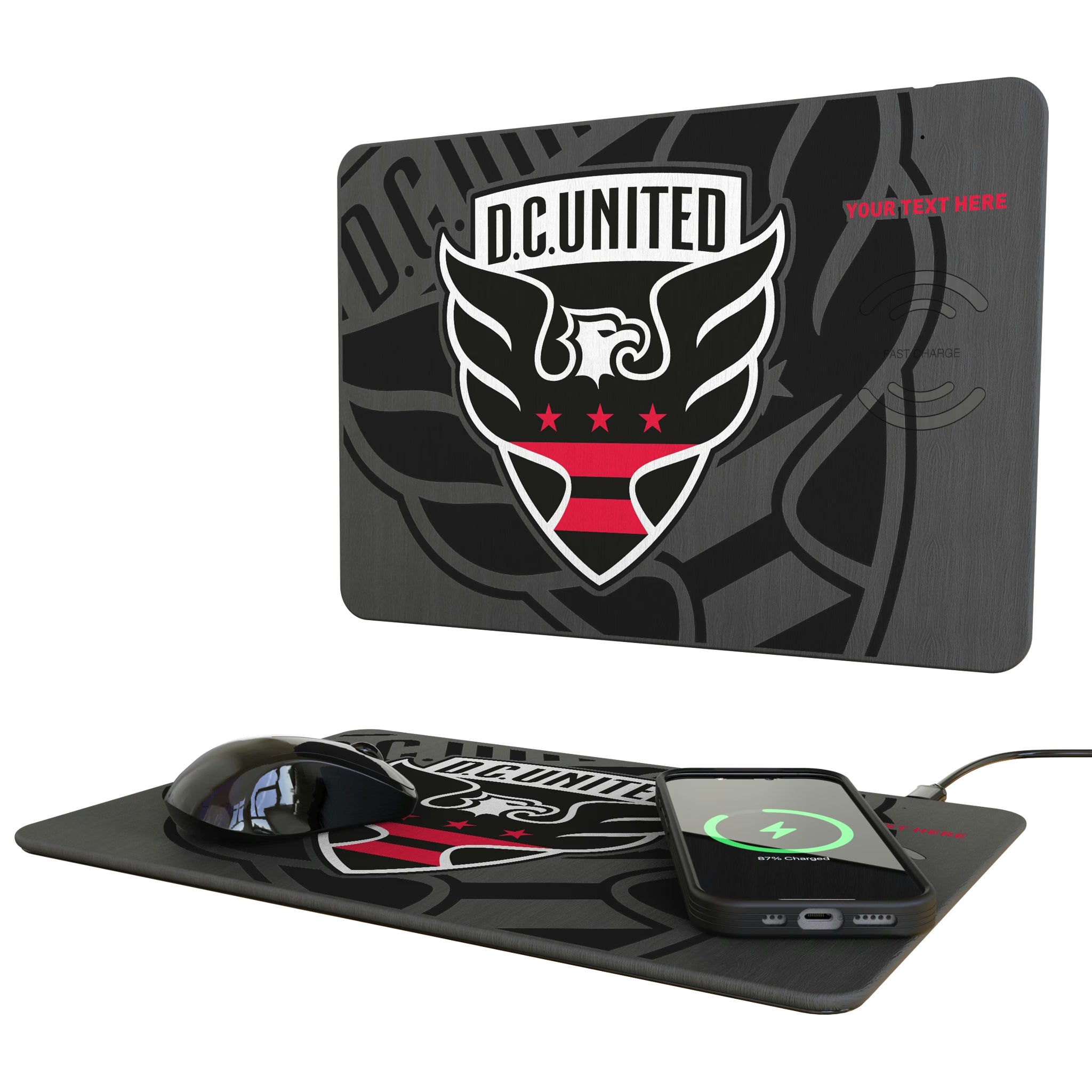 DC United Personalized Tilt 15-Watt Wireless Charger and Mouse Pad