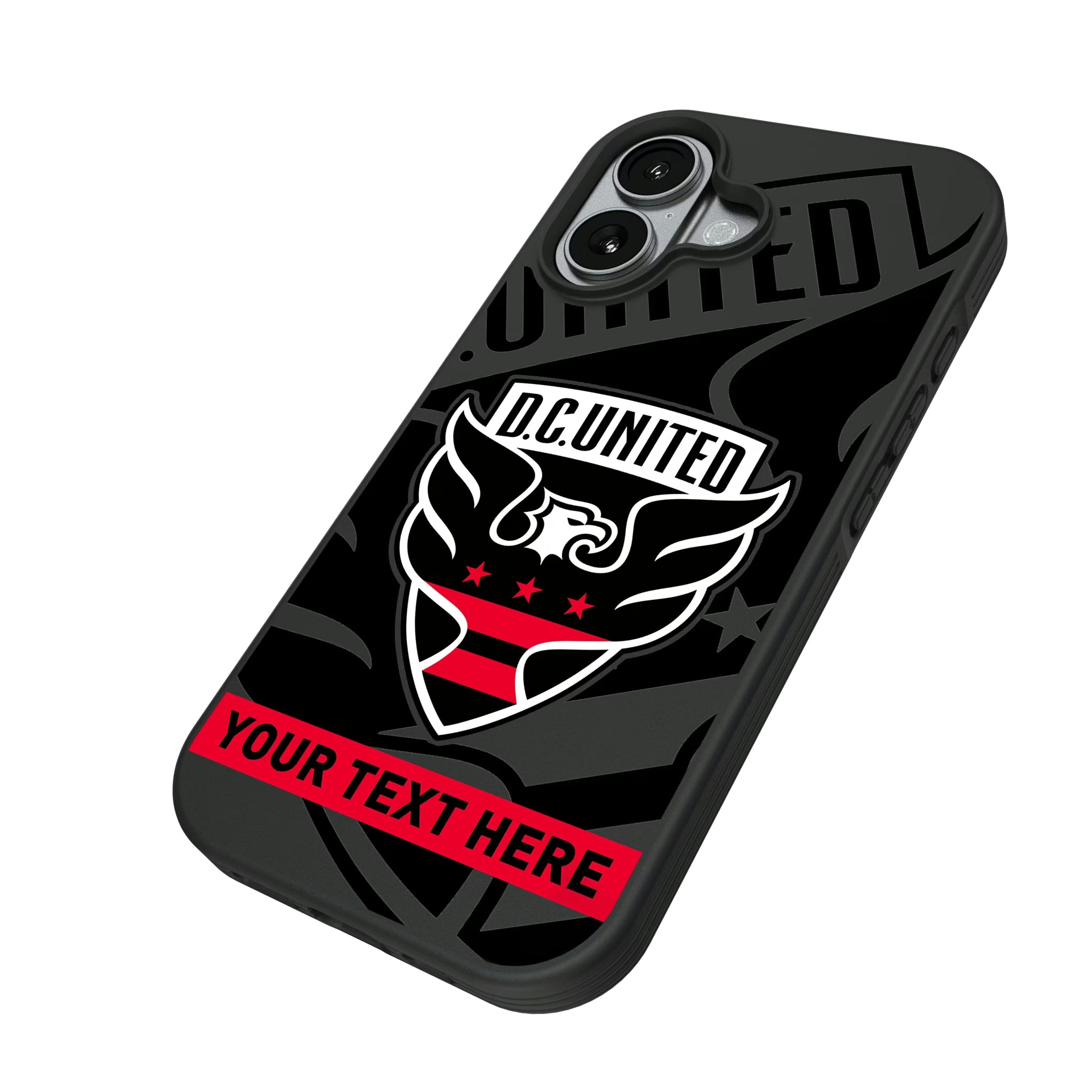 DC United Personalized Tilt iPhone Bump Phone Case for Apple iPhone - Isometric View#Device_iPhone 17