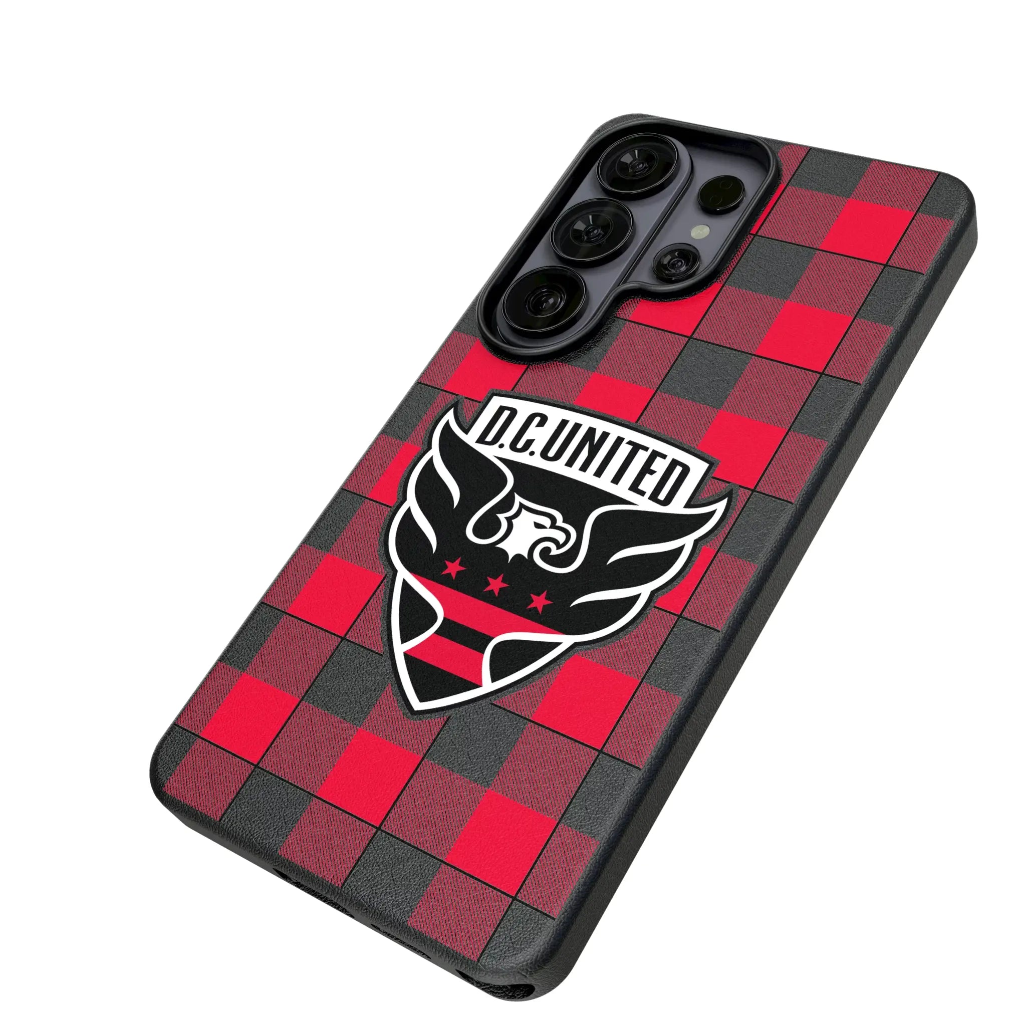 DC United Plaid Galaxy MagSafe Compatible Phone Case for Samsung Galaxy - Isometric View#Device_Galaxy S26 Ultra