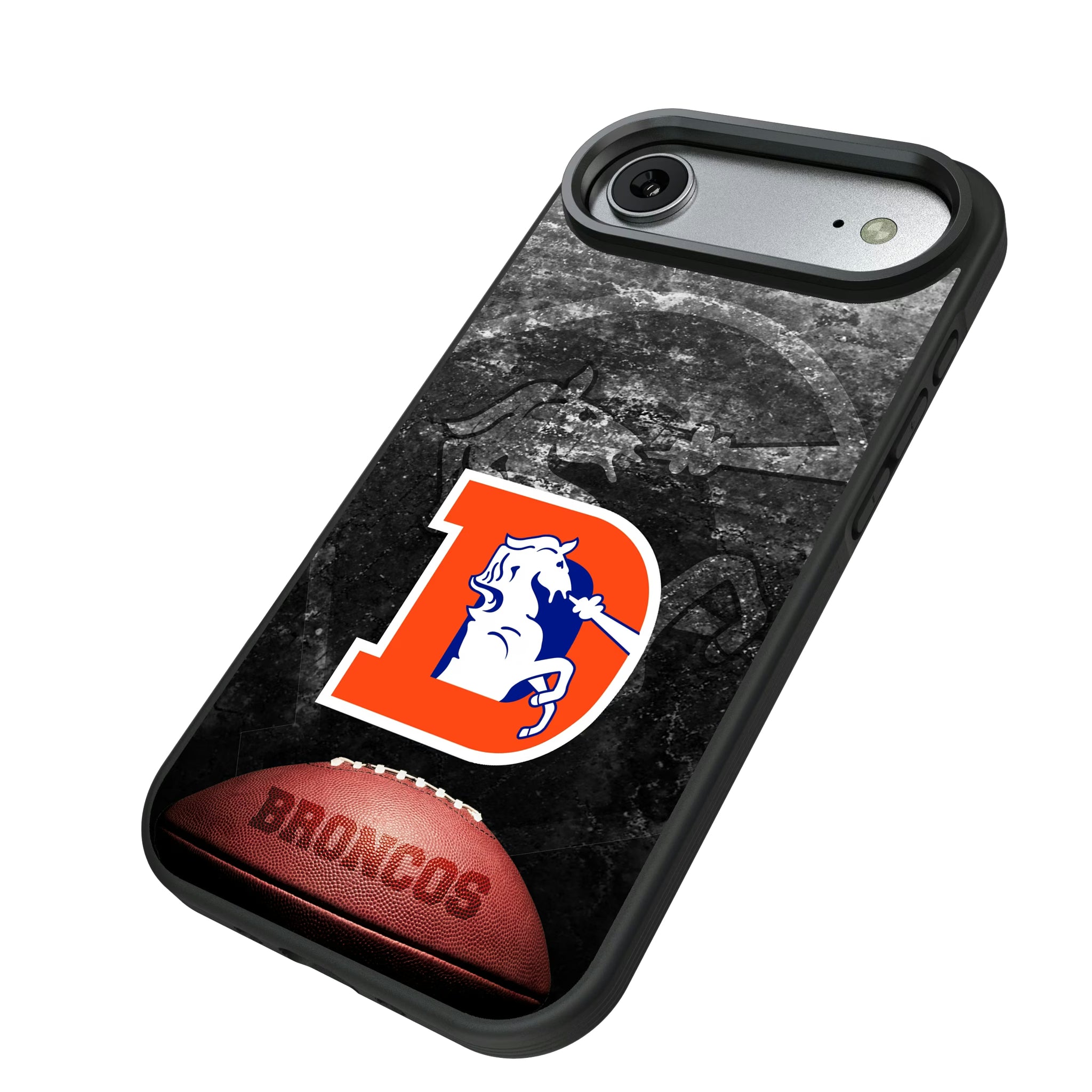 Denver Broncos 1993-1996 Historic Collection Legendary iPhone Bump Phone Case for Apple iPhone - Isometric View#Device_iPhone Air
