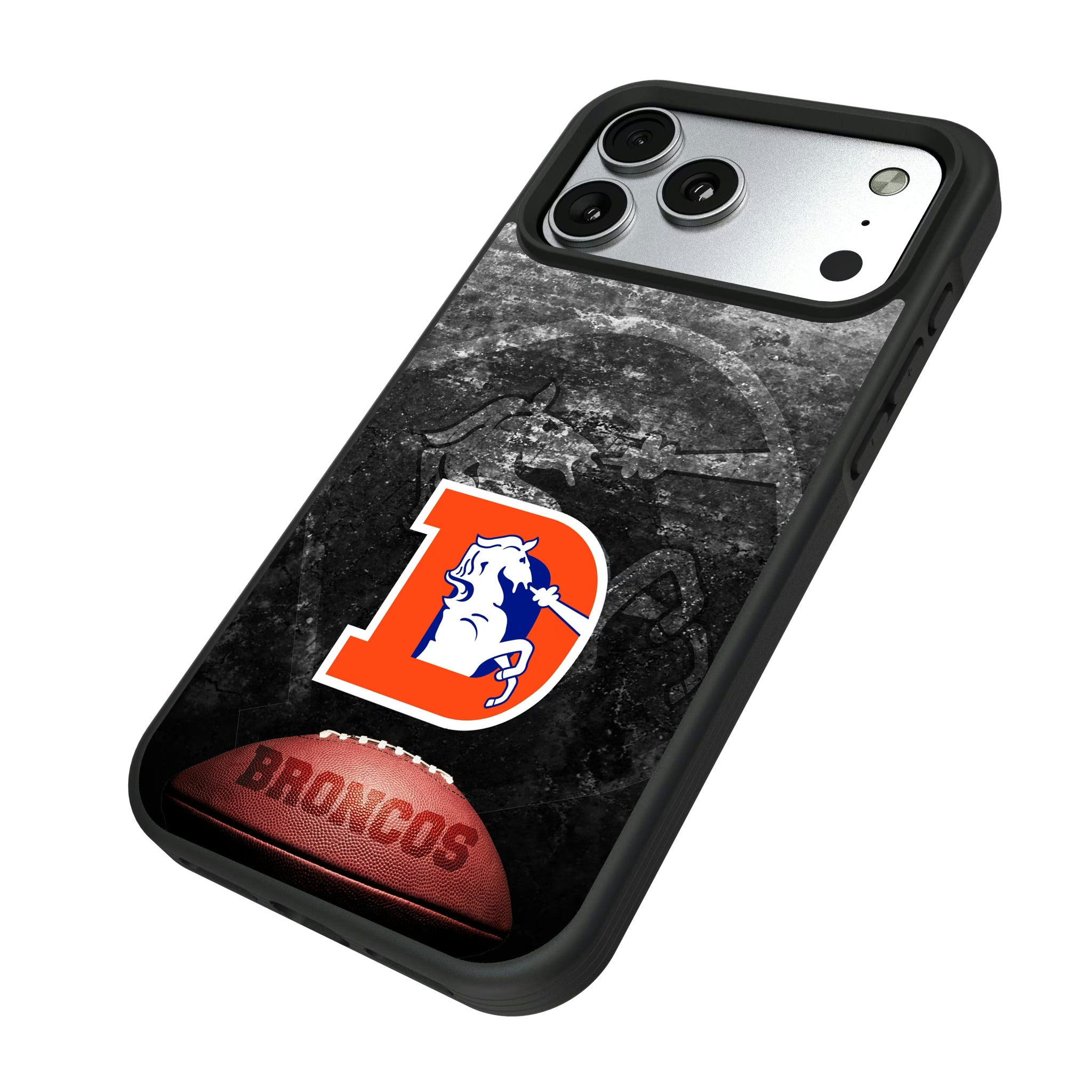 Denver Broncos 1993-1996 Historic Collection Legendary iPhone Bump Phone Case for Apple iPhone - Isometric View#Device_iPhone 17 Pro Max